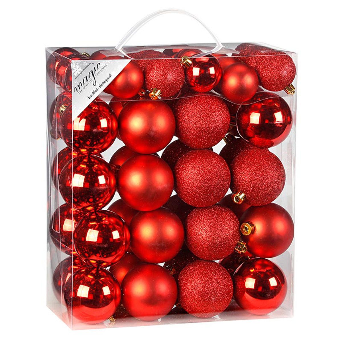 Weihnachtsbaumkugel Weihnachtskugeln Rot, 50 Stück Set, Ø 4 cm & 6 c