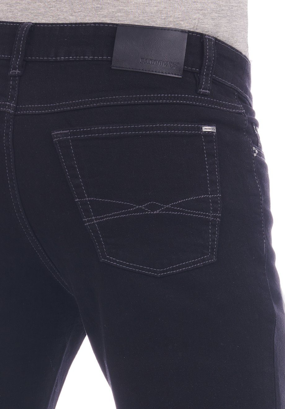 Paddock's Herren mit Stretch Pipe Slim-fit-Jeans (1219) Denim Jeanshose Hose Slim Ranger Black Fit Night