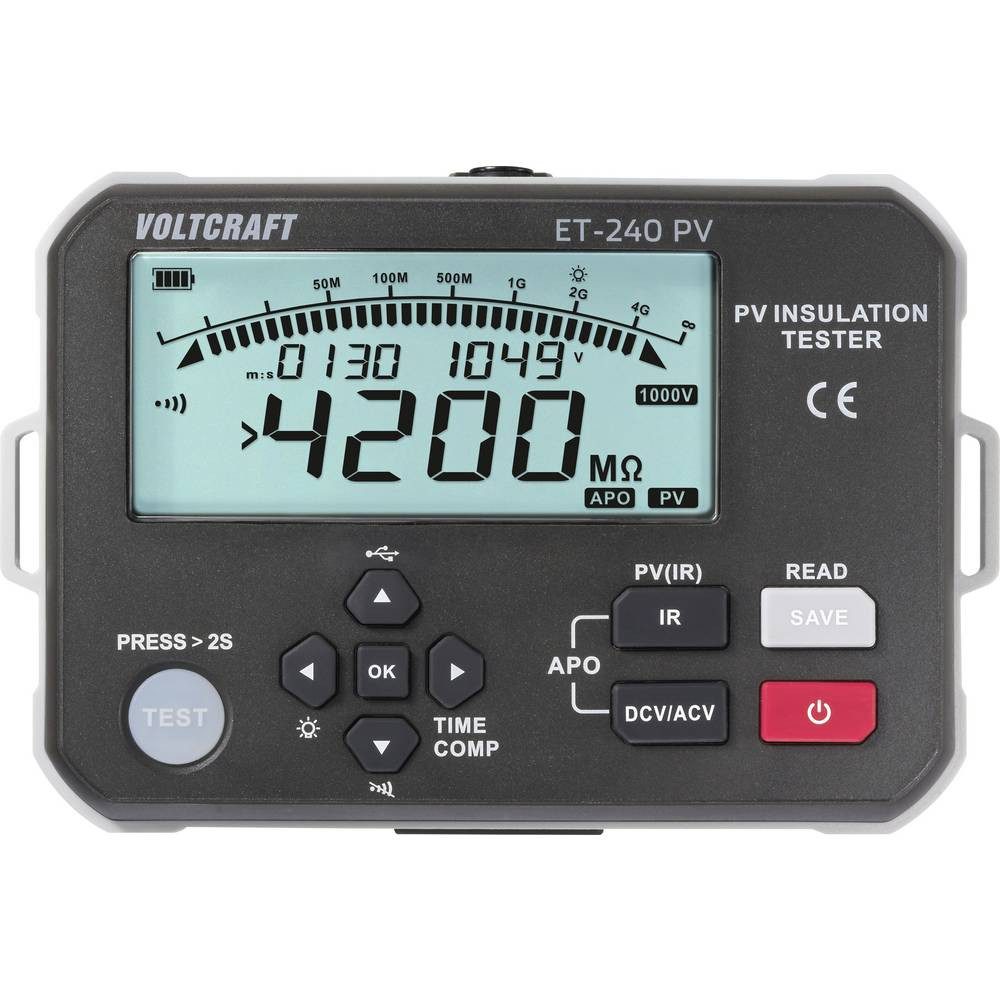 VOLTCRAFT Multimeter ET-240 PV Isolationsmessgerät 125 V, 250 V, 500 V, 1000 V 4000 MΩ