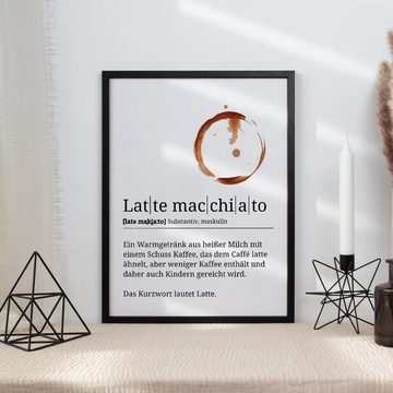 Tigerlino Poster Kaffeeliebhaber Geschenk Barista Küche Kaffee Wandbild Definition, Latte Macchiato
