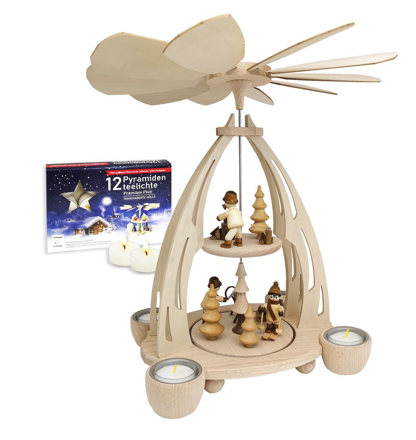 Dekoteam24 Weihnachtspyramide Holz-, Tisch-, Teelicht-, Weihnachts-, Pyramide - Holzmacher