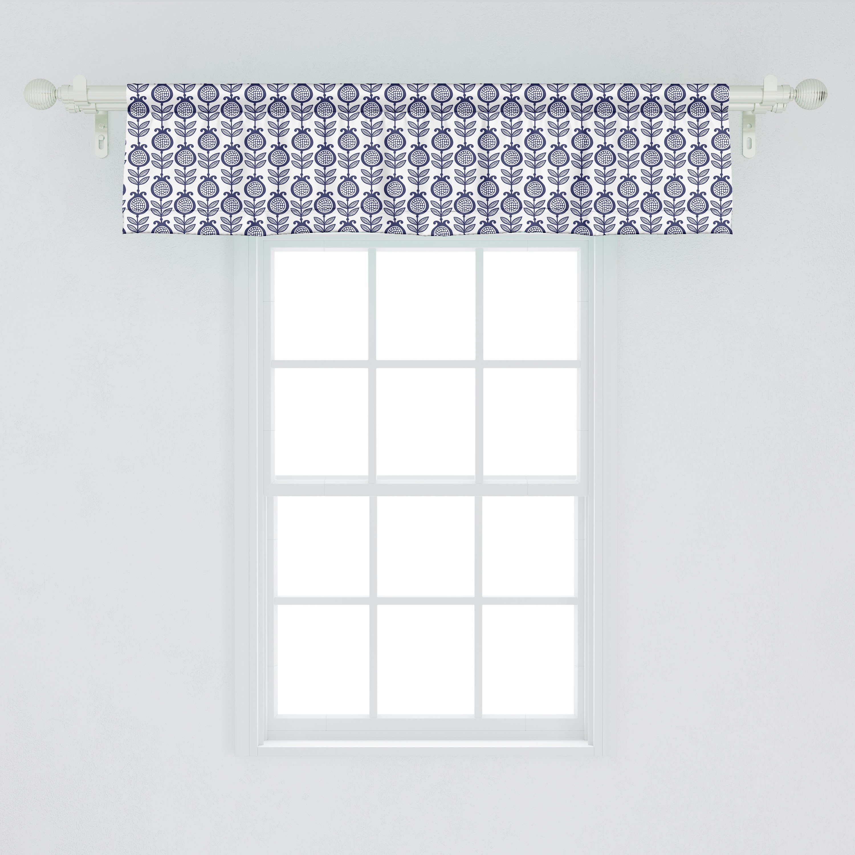 Scheibengardine Vorhang Volant für Küche mit Vertikal Granatapfel-Frucht Stangentasche, Dekor Abstrakt Microfaser, Schlafzimmer Abakuhaus