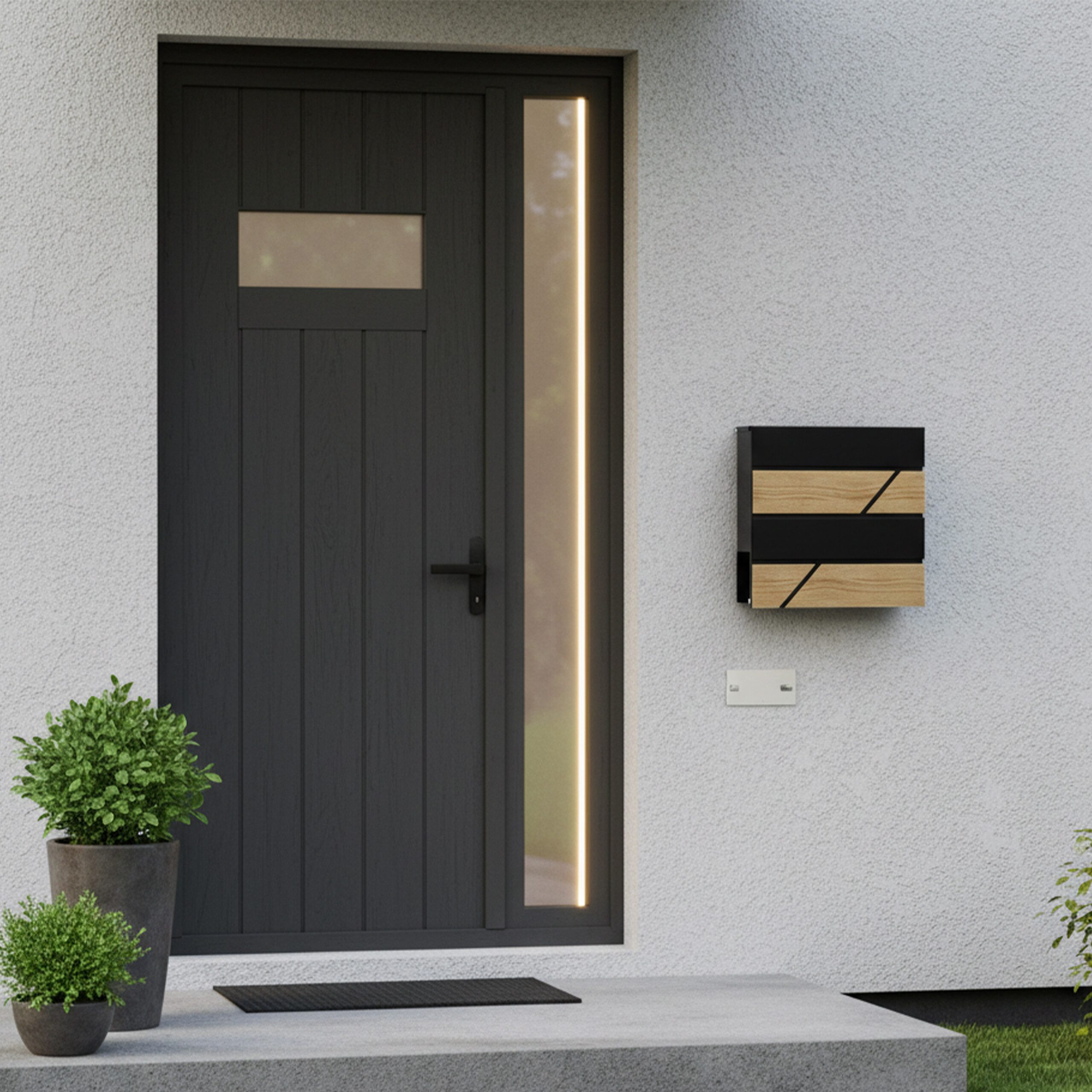 relaxdays Briefkasten Holzoptik mit Zeitungsfach, schwarz günstig online kaufen