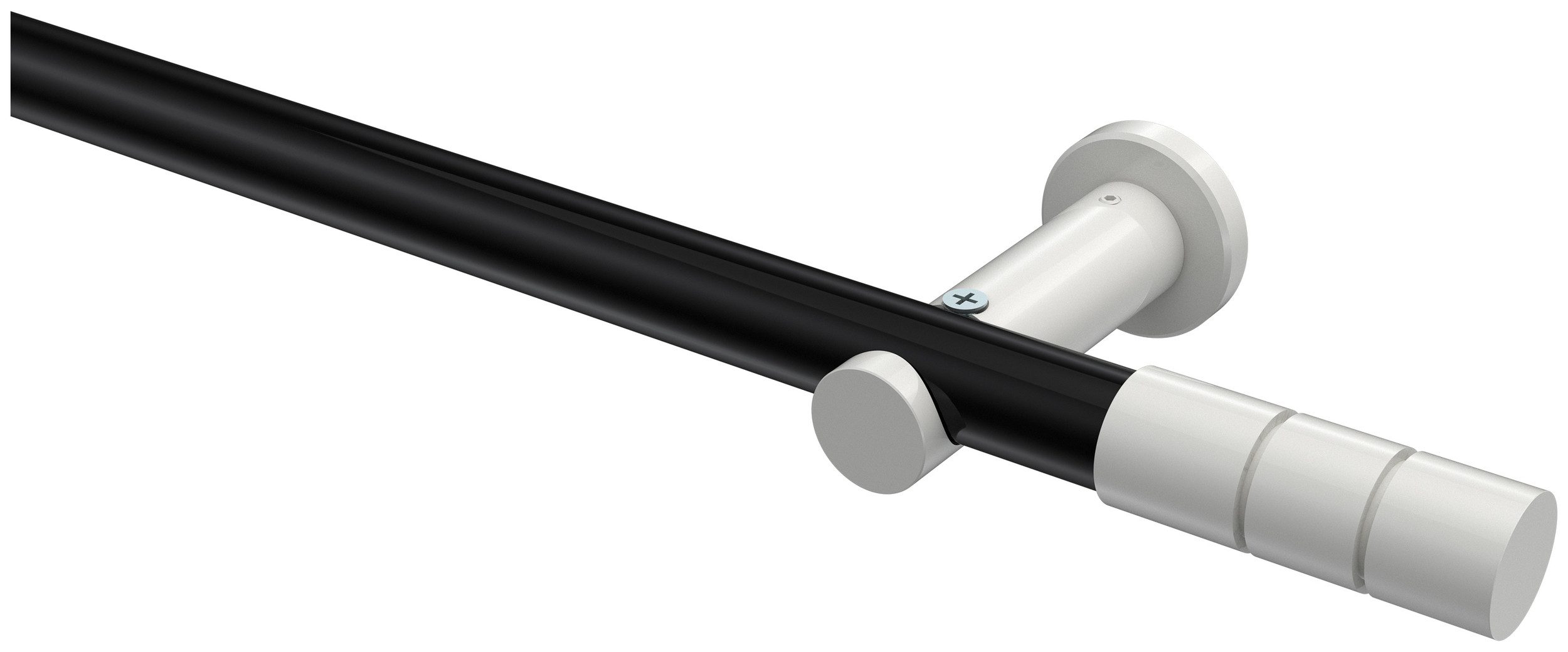 INTERDECO Gardinenstange Platon Elanto, Ø 20 mm, 1-läufig, Fixmaß, kürzbar, Wandmontage, Deckenmontage, Metall, Schwarz / Weiß / Bicolor