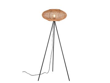 meineWunschleuchte LED Stehlampe, Dimmfunktion, LED wechselbar, warmweiß, ausgefallene moderne Tripod Korblampe dimmbar Dreibein Boho Höhe 150cm