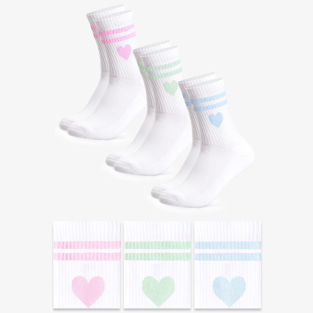 OCCULTO Tennissocken Damen Herz Tennis Socken 3er Pack (Modell: Venus) (3-Paar)