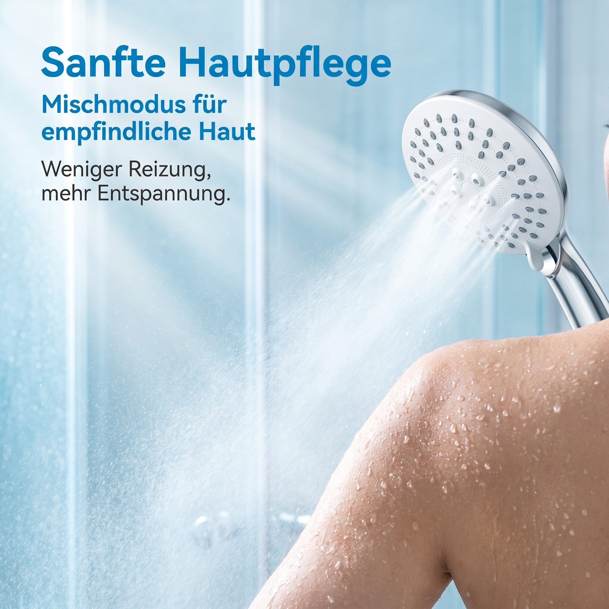 AIMAX Handbrause Hochdruck Handbrause mit 3 Strahlarten Antikalk G1/2 – Bild 2 von 5