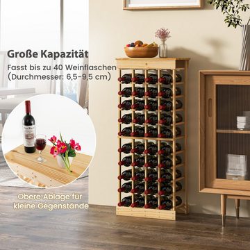 COSTWAY Weinregal, stehend, Massivholz, für 40 Flaschen, 46,5x27,5x113cm