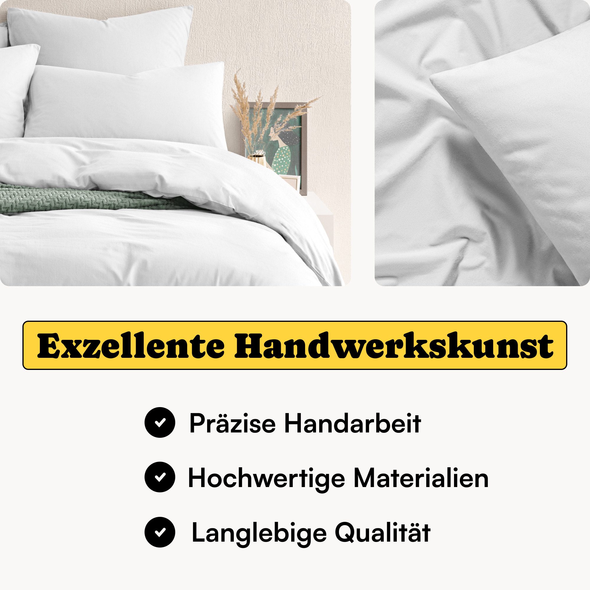Seralino Bettwäsche Set, Perkal, 2 teilig, 100% Bio Baumwolle, ab gr. 135x200, Perkal, besonders weich & atmungsaktiv, BCI zertifiziert, mit Reißverschluss