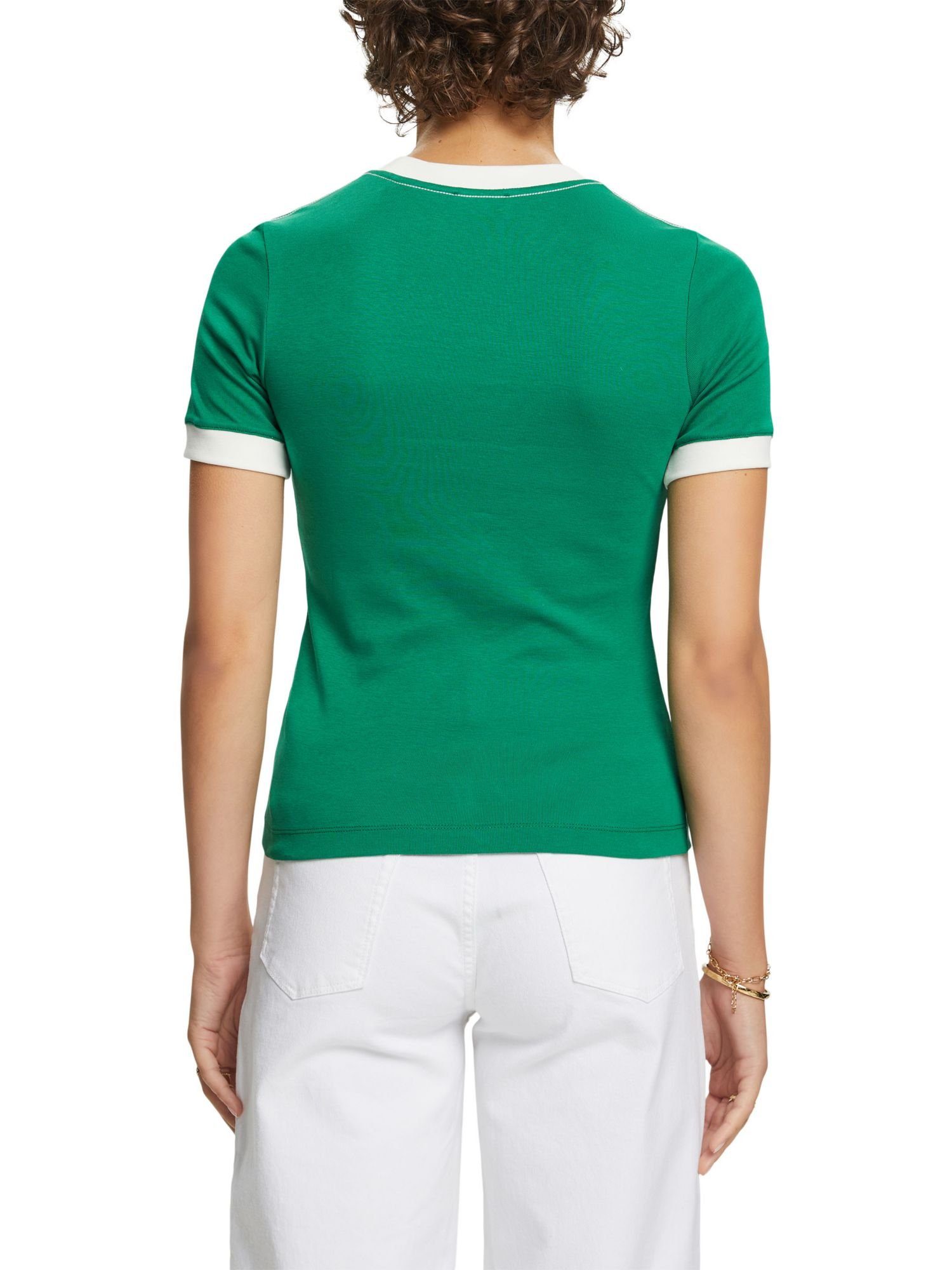 Esprit T-Shirt Logo-T-Shirt (1-tlg) GREEN DARK Baumwolljersey aus