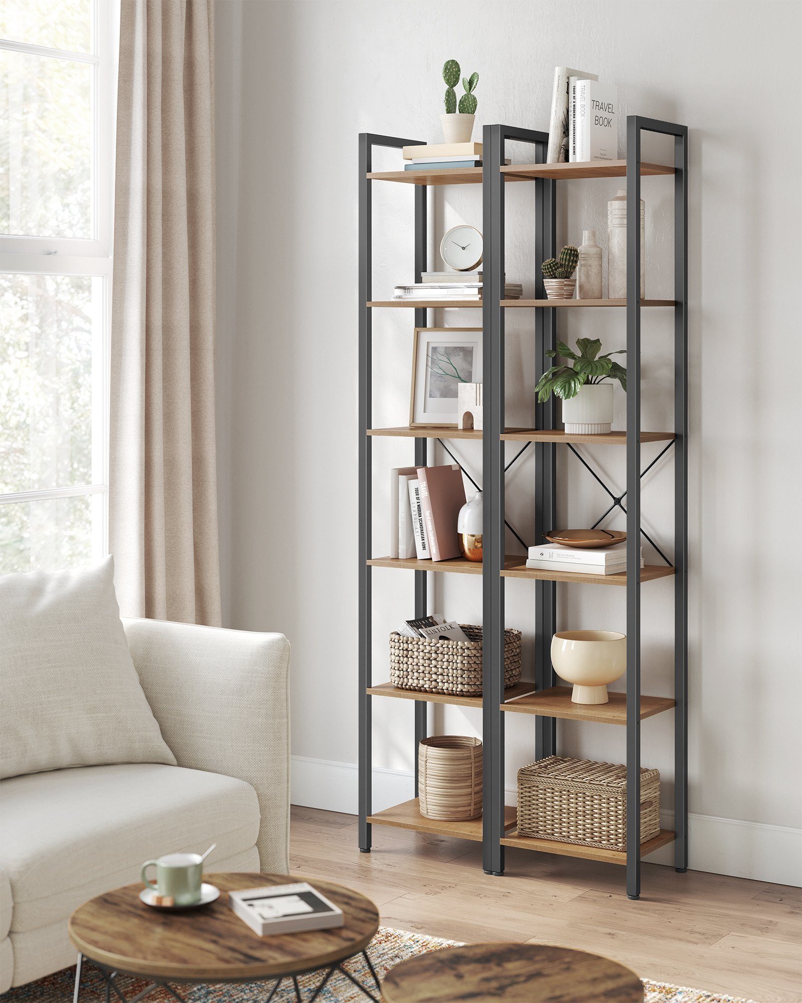 VASAGLE Bücherregal, Lagerregal, 6 Ebenen, Bücherregal, Stahlrahmen günstig online kaufen