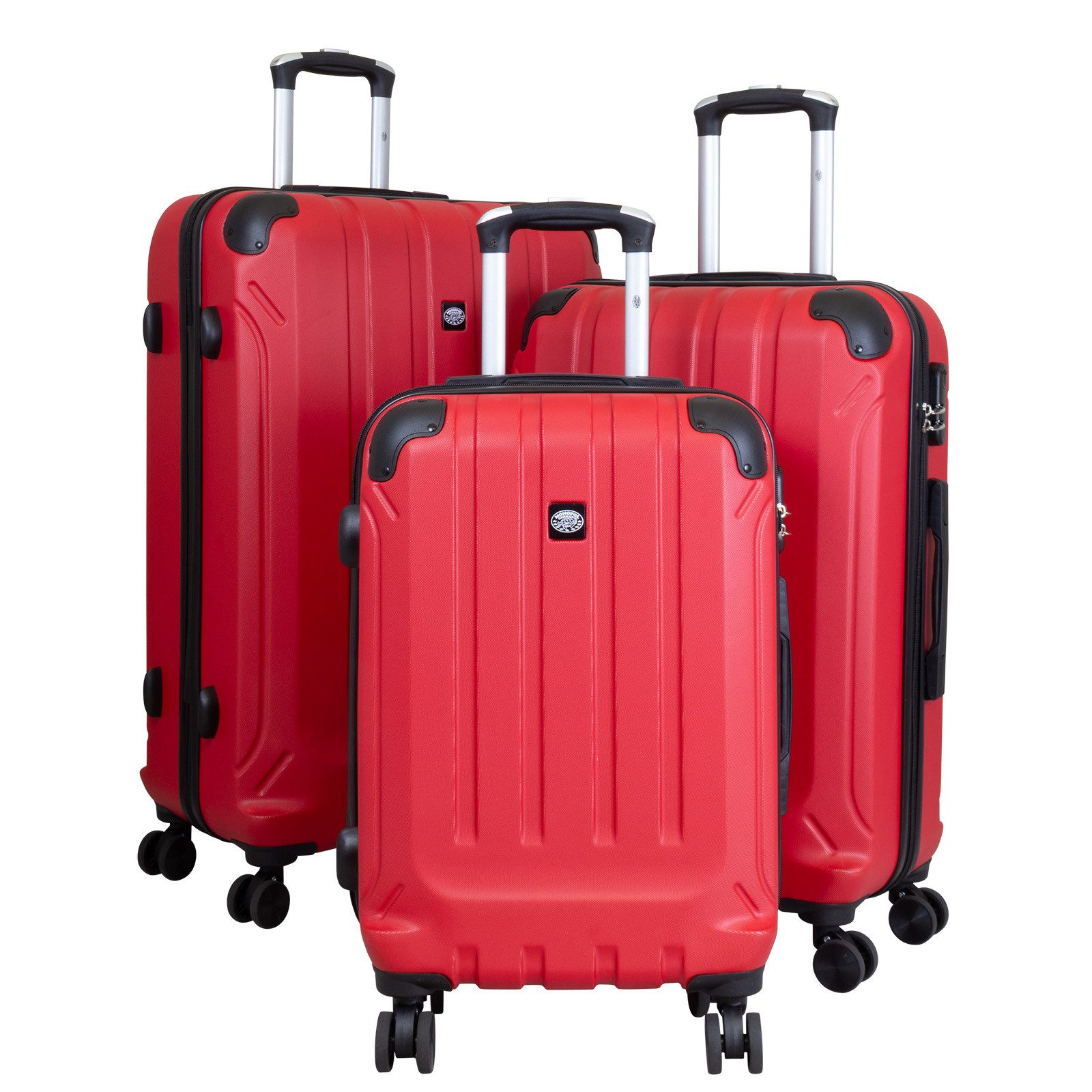 Hartschalen-Trolley Hartschalen-Kofferset 3tlg Catalina mit Doppelrollen