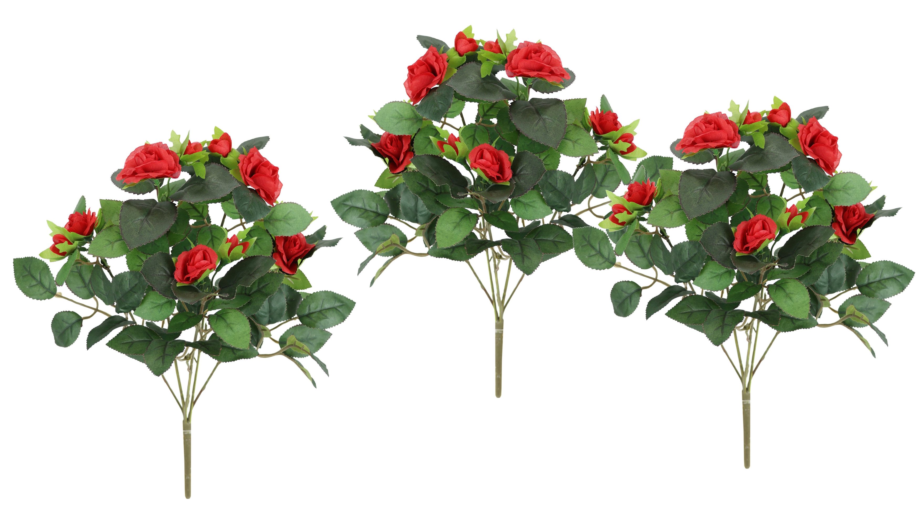Kunstblume Künstlicher Rosenbusch, I.GE.A., Höhe 34 cm, Kunstrose Blume Strauß Bouquet Rosen Rosenbouquet Wildrose