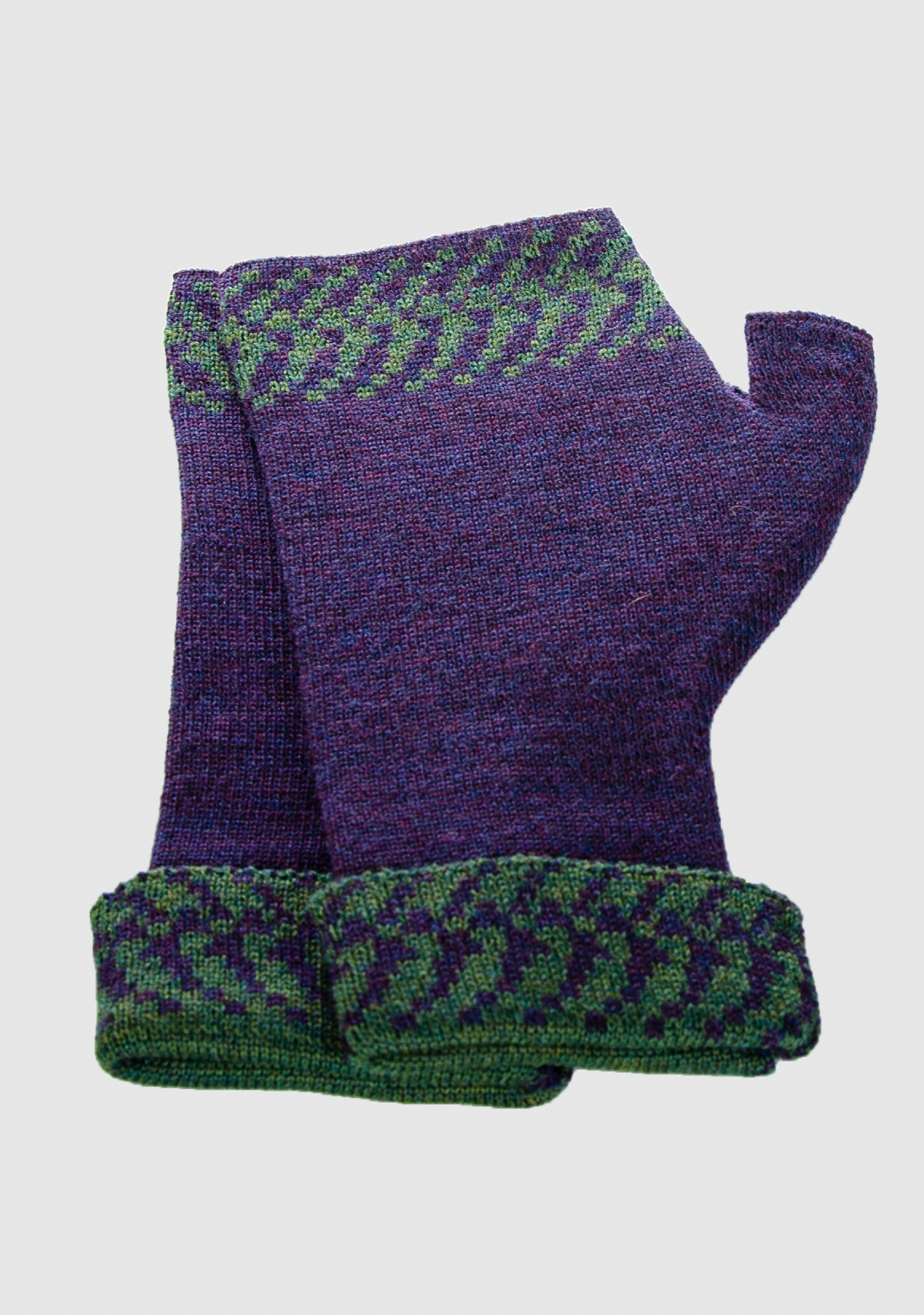 LANARTO slow fashion Strickhandschuhe in 100% Pixel Merino Farben extrasoft aus Handwärmer purpur_schilf vielen Merino