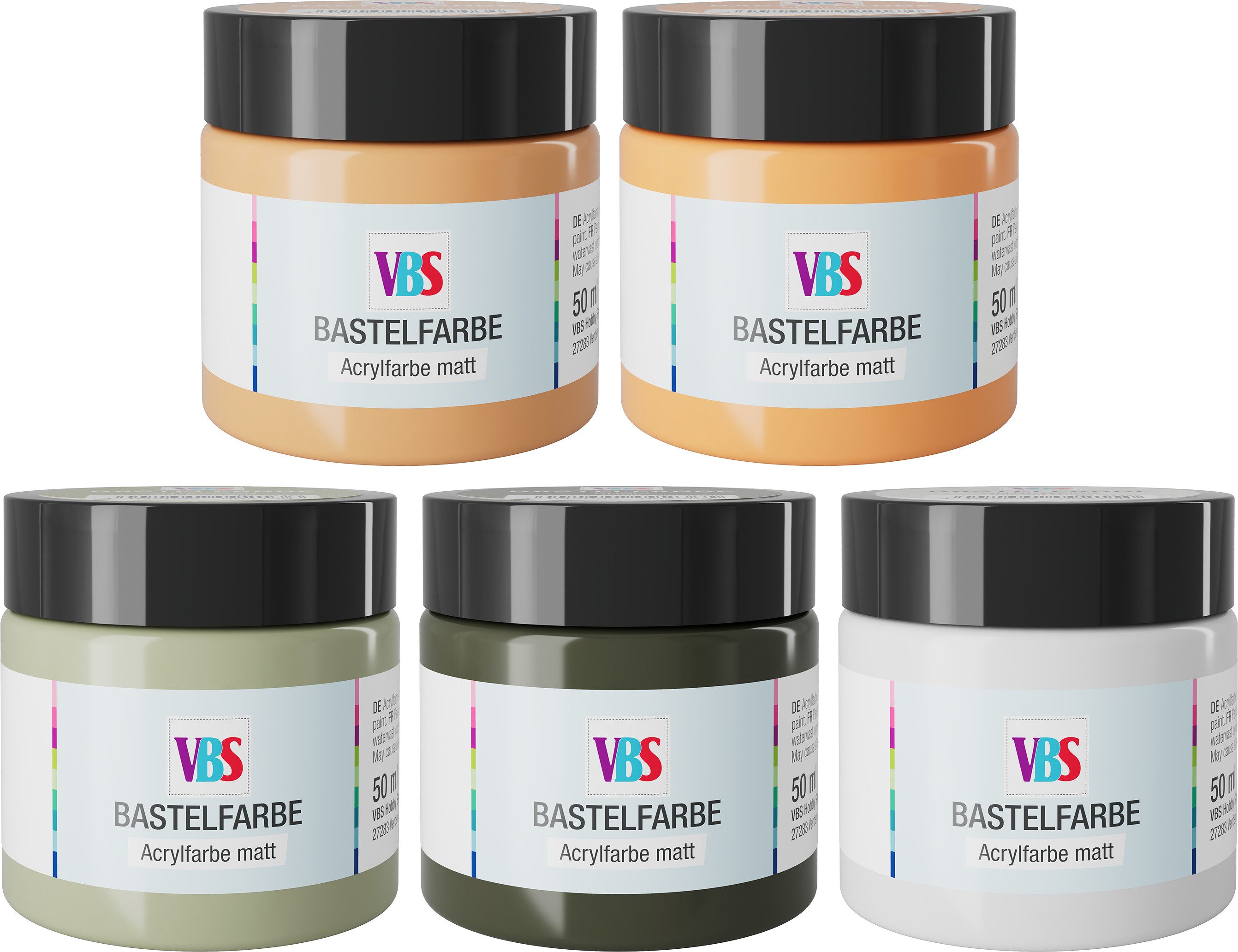 VBS Bastelfarbe Nature, 5 x 50 ml
