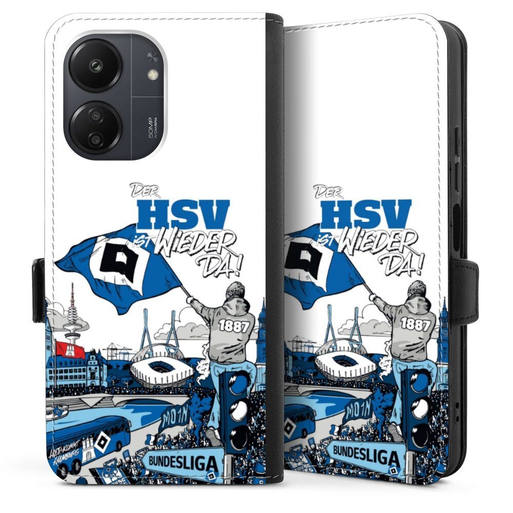 DeinDesign Handyhülle Hamburger SV Offizielles Lizenzprodukt Aufstieg, Xiaomi Redmi 13C 4G Hülle Handy Flip Case Wallet Cover