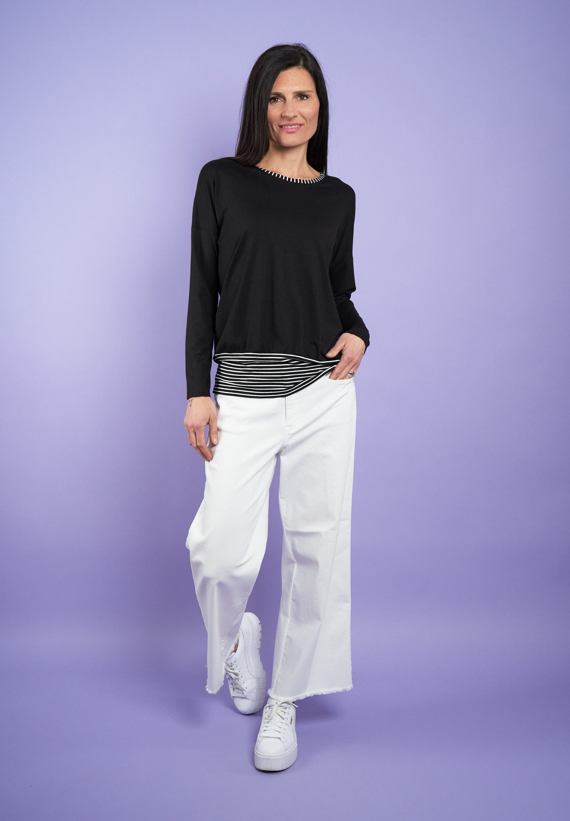 Seidel Moden Longshirt Exklusiv bei OTTO Unifarben, mit Streifen-Details -M günstig online kaufen