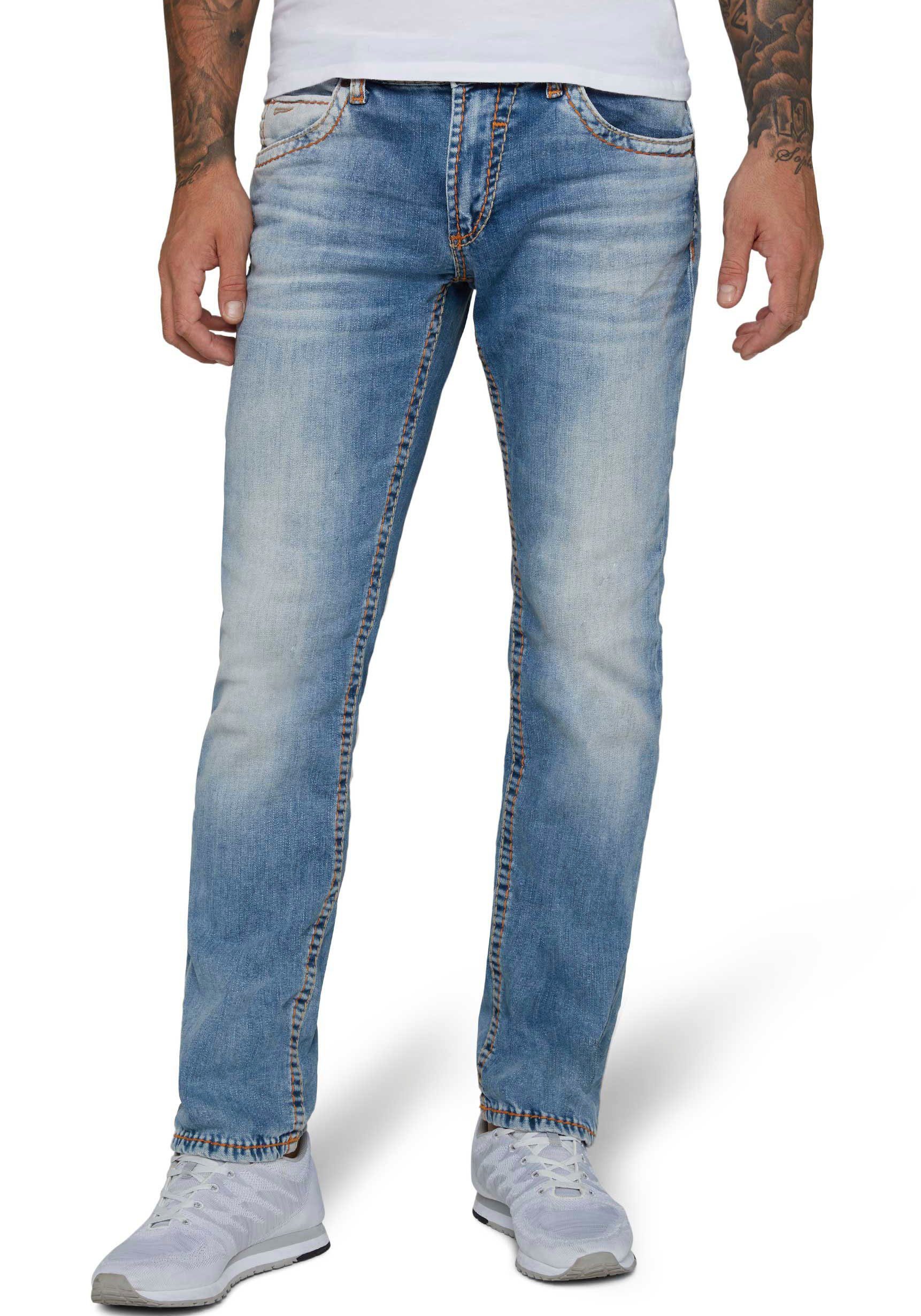 CAMP DAVID Straight-Jeans NI:CO:R611 mit markanten Steppnähten light vintage
