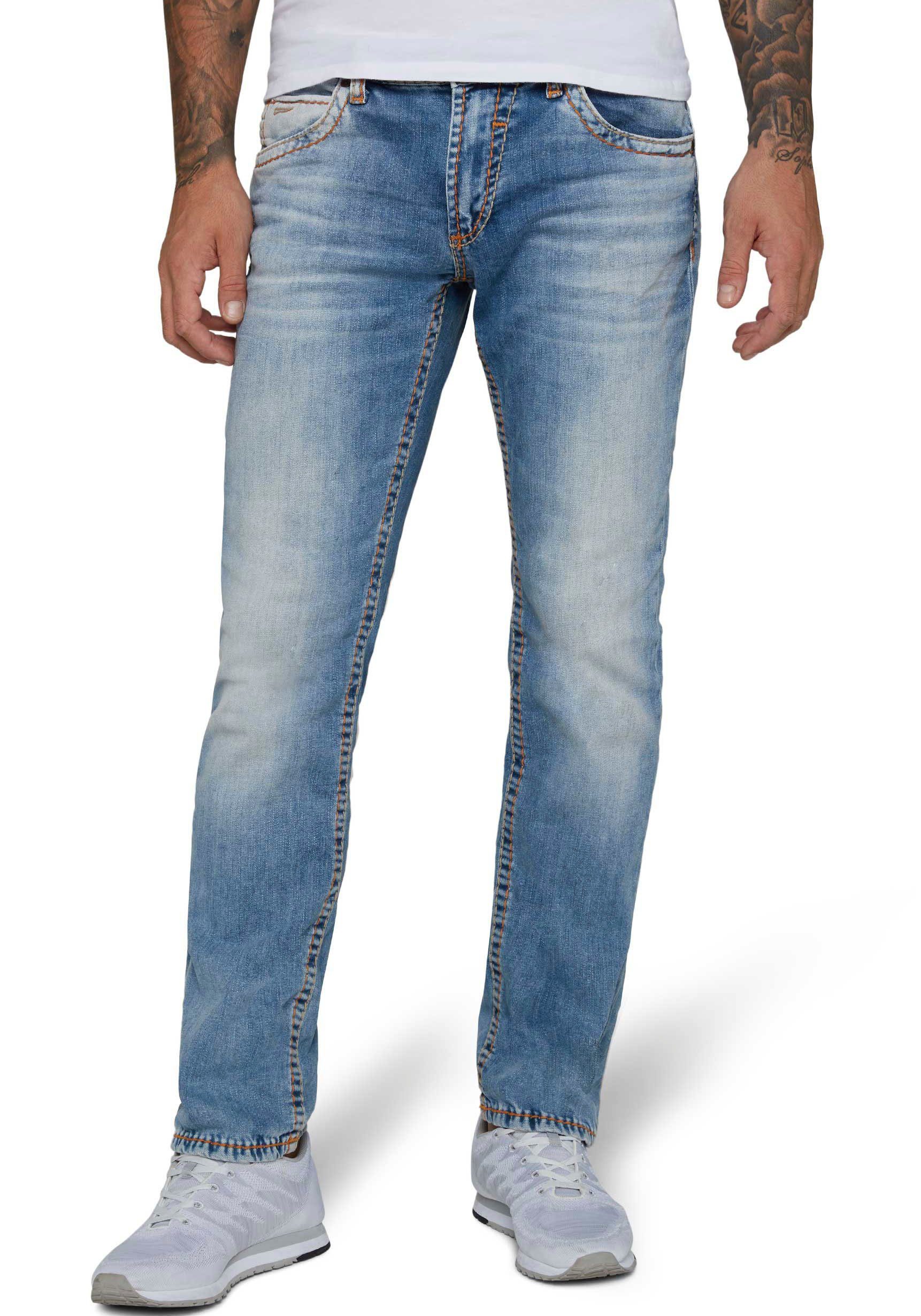 markanten Straight-Jeans Steppnähten CAMP mit NI:CO:R611 light vintage DAVID