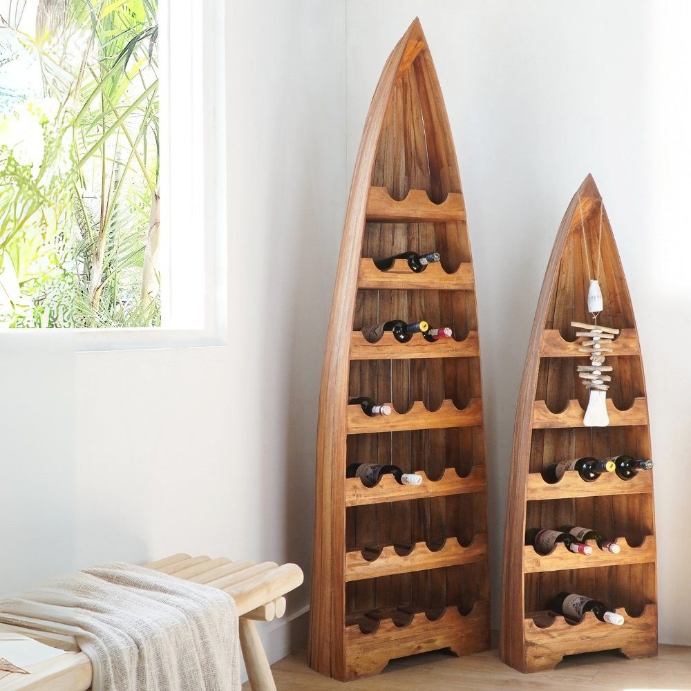 LebensWohnArt Weinregal Massivholz Weinregal VINO 200cm Antik-Natural Mahag günstig online kaufen