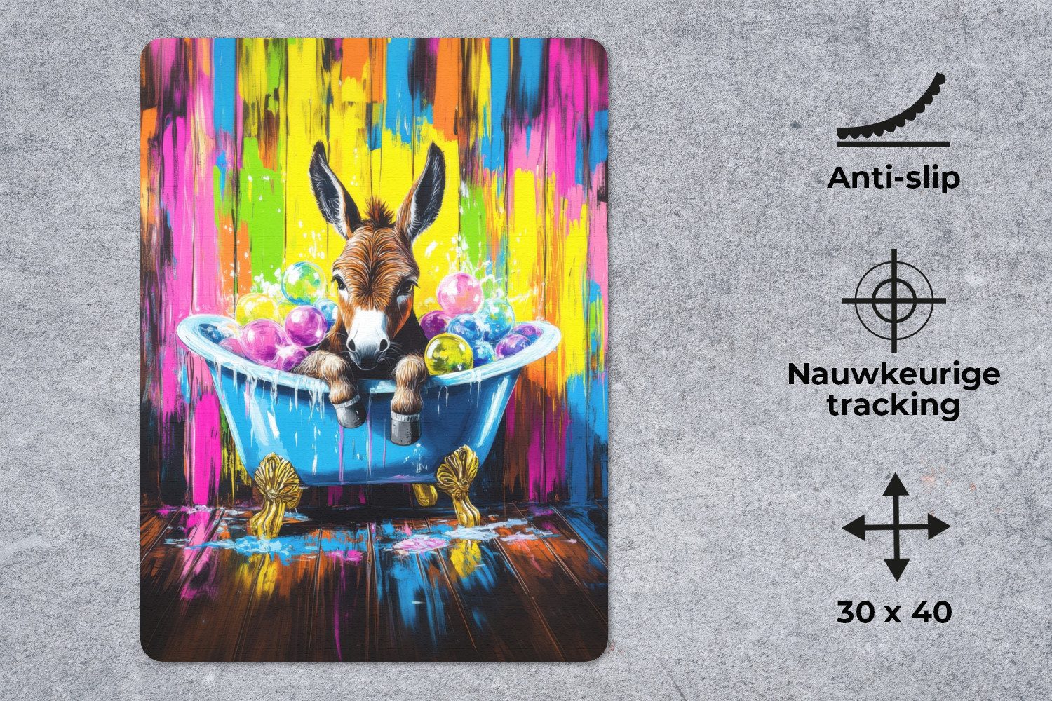 MuchoWow Mauspad Esel - Badewanne - Rosa - Schaumstoff (1-St), Büro für Tastatur und Maus, Mousepad Gaming, Desk Mat, 30x40 cm