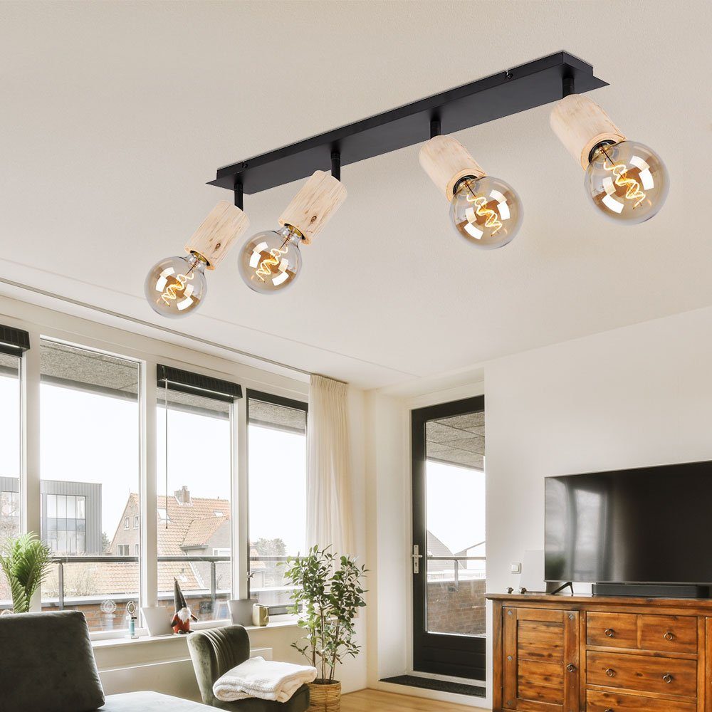 GLOBO LIGHTING LED Deckenspot, Leuchtmittel nicht inklusive, Spotstrahler Deckenleuchte beweglich Esszimmerlampe Holz natur schwarz