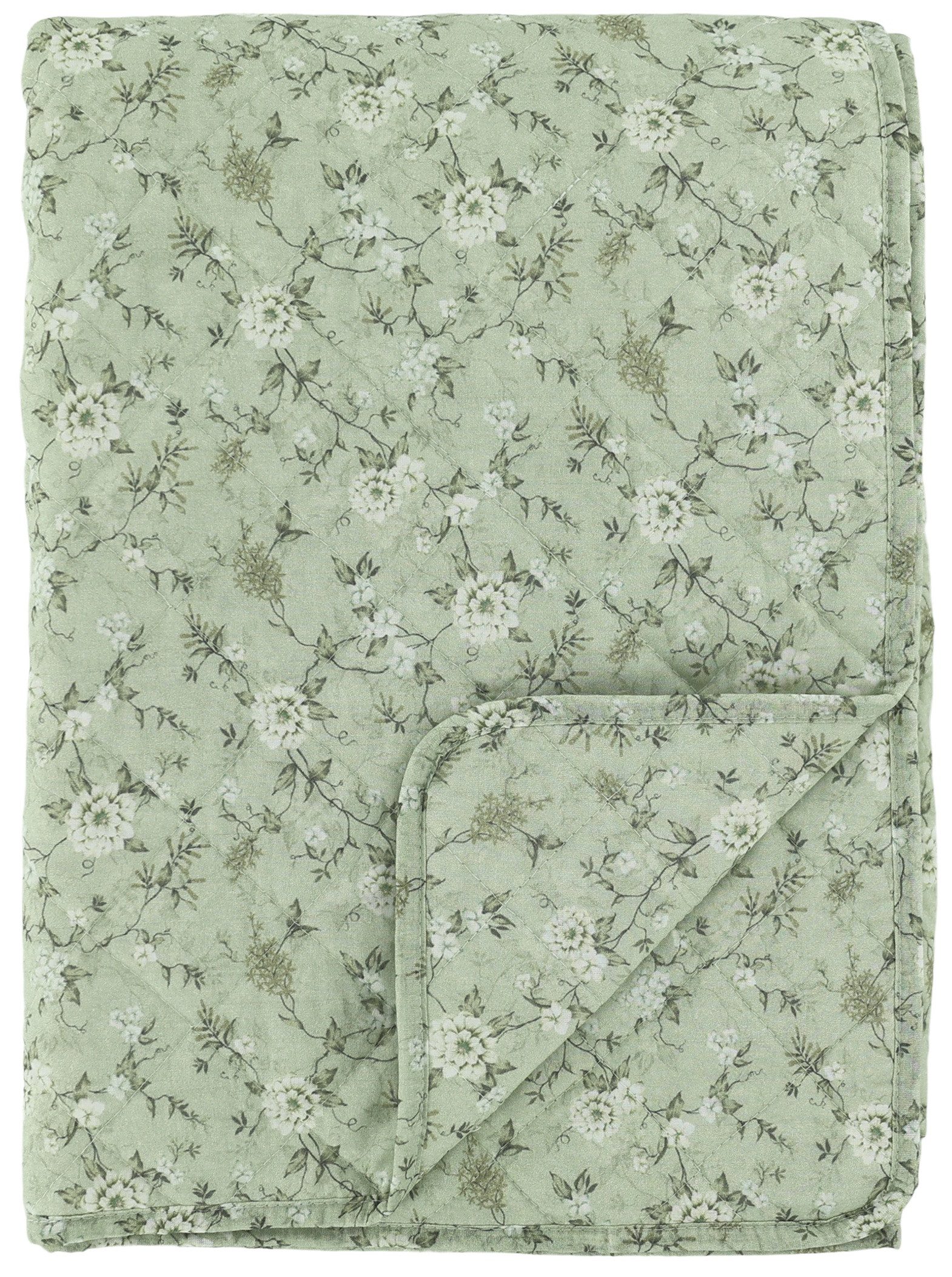 Chic Antique Tagesdecke Chic Antique - Decke Quilt Kuscheldecke 180x130cm Blumenmuster Grün