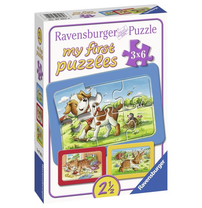 Ravensburger Puzzle 3 x 6 Teile Kinder Rahmen my first puzzles Meine Tierfreunde 07062 6 Puzzleteile