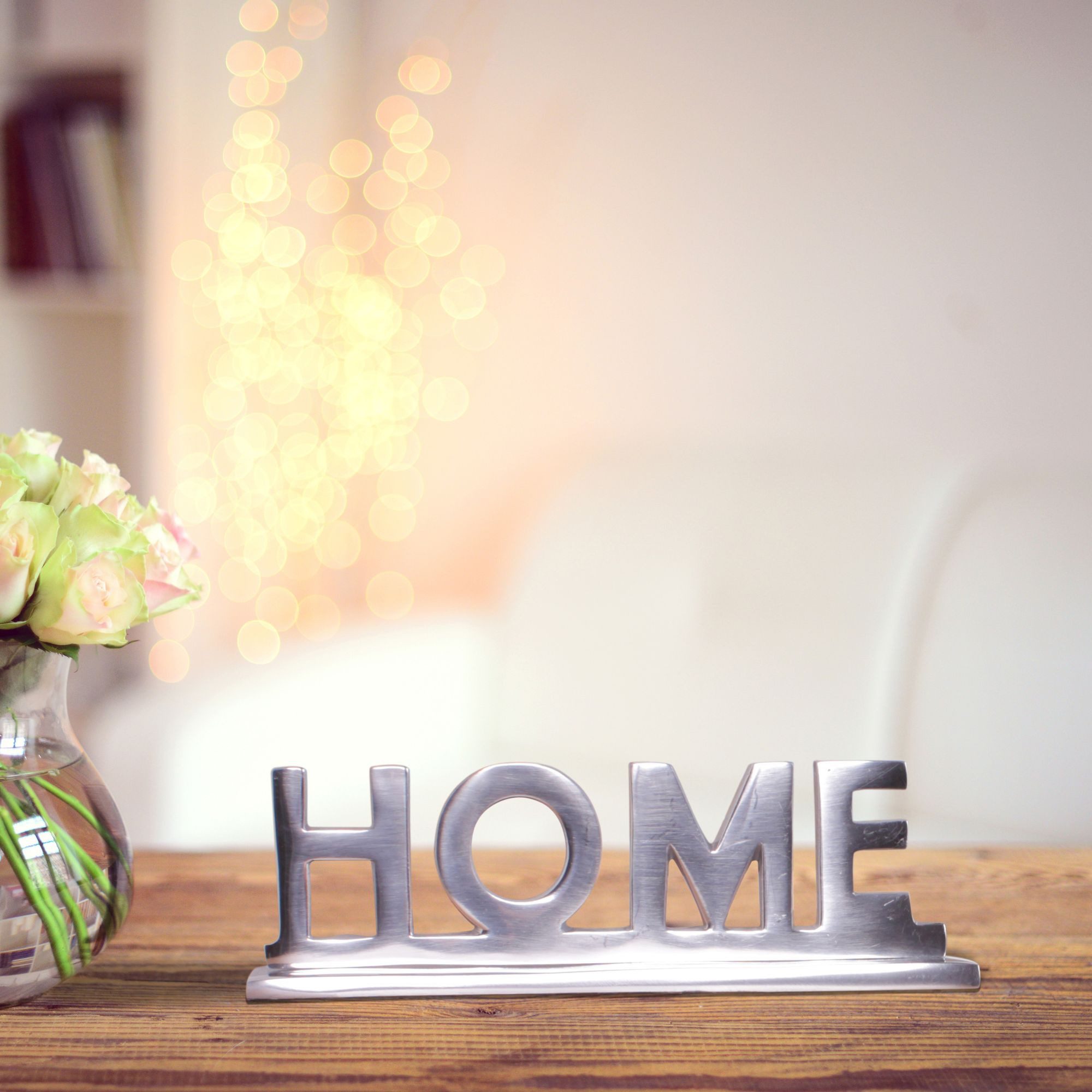 FINEBUY Deko-Buchstaben FB43298 Home Schriftzug Deko Wohnzimmer Tisch Dekoration Aluminium (Home Deko Schriftzug Design Wohnzimmer Dekoration), Wohndeko für Esstisch Silber 22 cm, Aluminium Alu