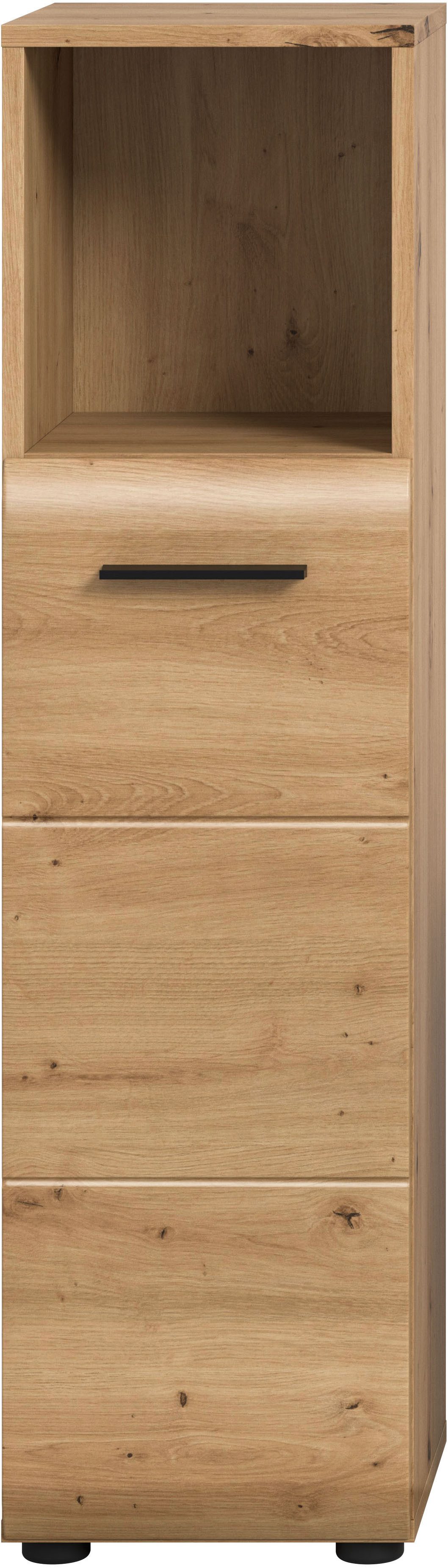 welltime Midischrank FLORENZ, Höhe 110 cm, 1 Tür, 2 Fachböden, 1 offenes Fach (1-St., TOPSELLER) Türanschlag wechselbar, hochwertige MDF Front, Badschrank, Bad