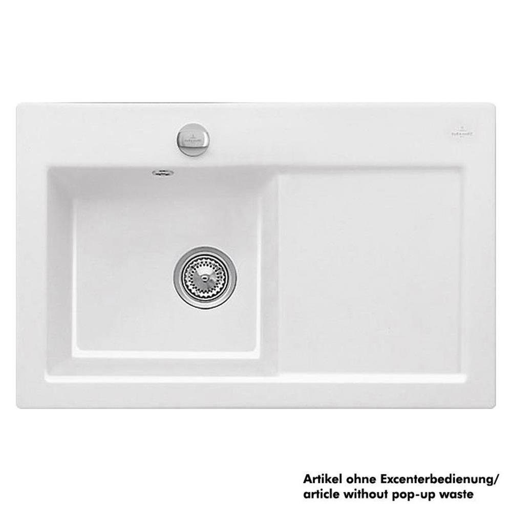 Villeroy & Boch Küchenspüle Villeroy & Boch Einbauspüle flächenbündig Subway 45 Flat Becken links, 74,5/47,5 cm Classicline R1 Weiß alpin (glänzend)