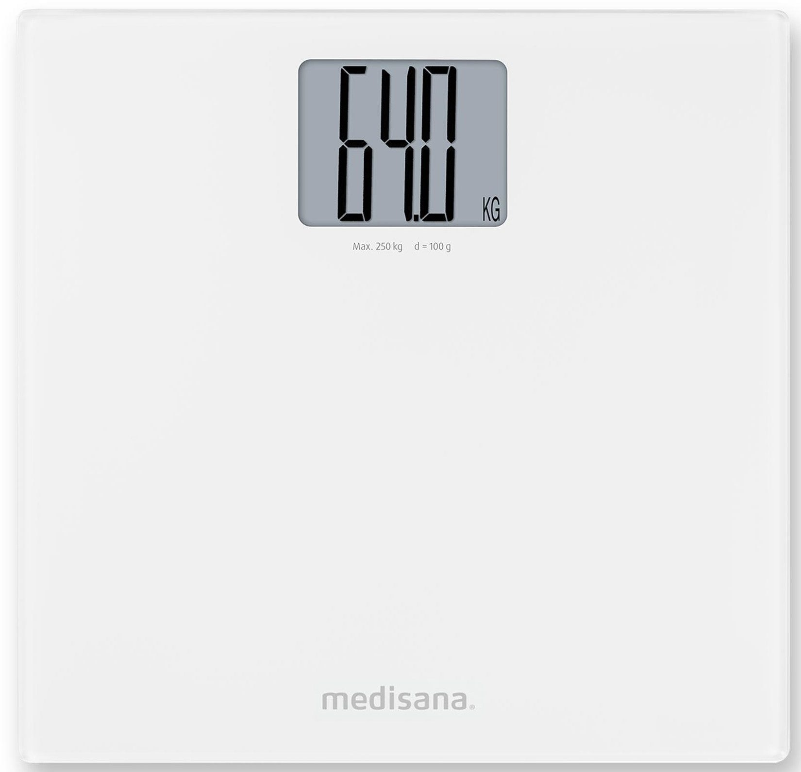 medisana Personenwaage PS 470 XL, Extra großes LCD-Display mit großen Ziffern, Tragkraft 250 kg
