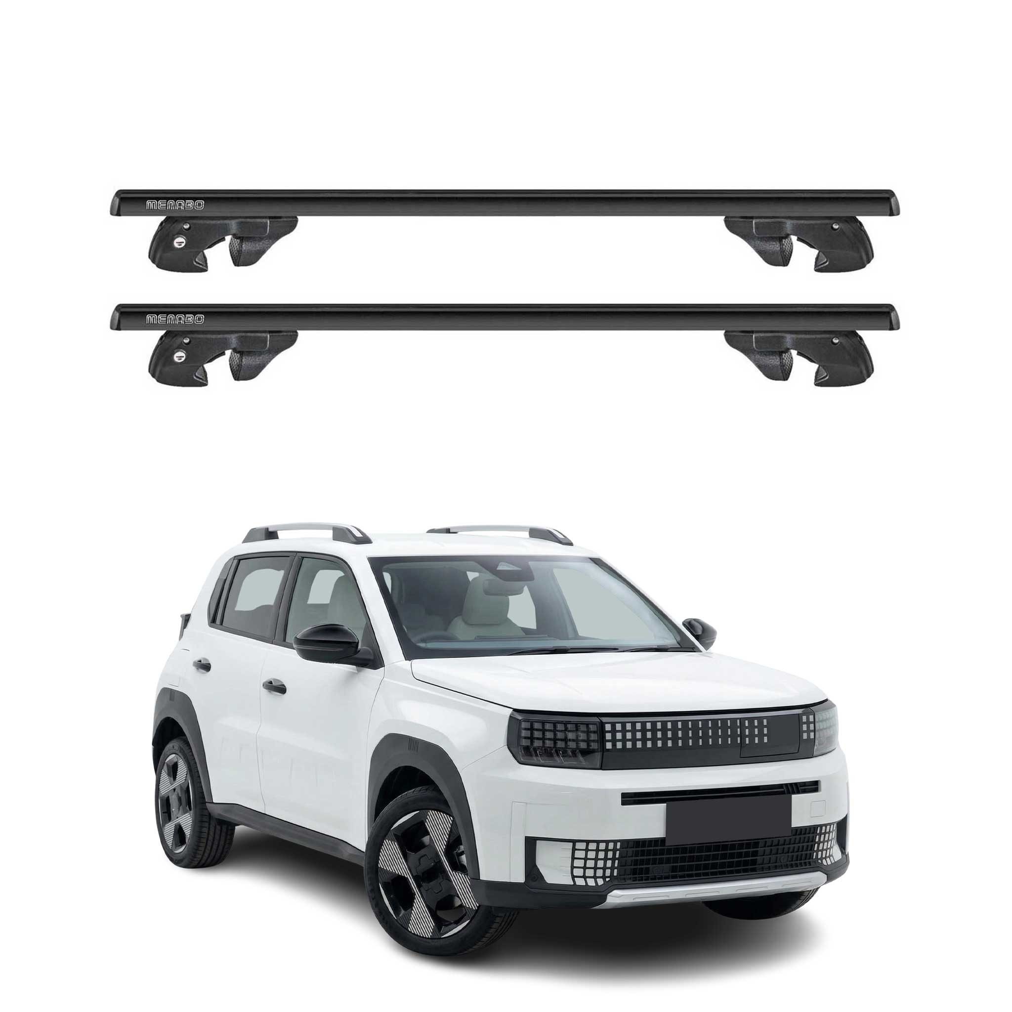OMAC Dachträger Dachträger für Fiat Grande Panda 2025-2026 Alu 90kg TÜV Schwarz 2tlg (2-St), Wasserbeständig,Abnehmbar,Multifunktional,Leichtgewichtig