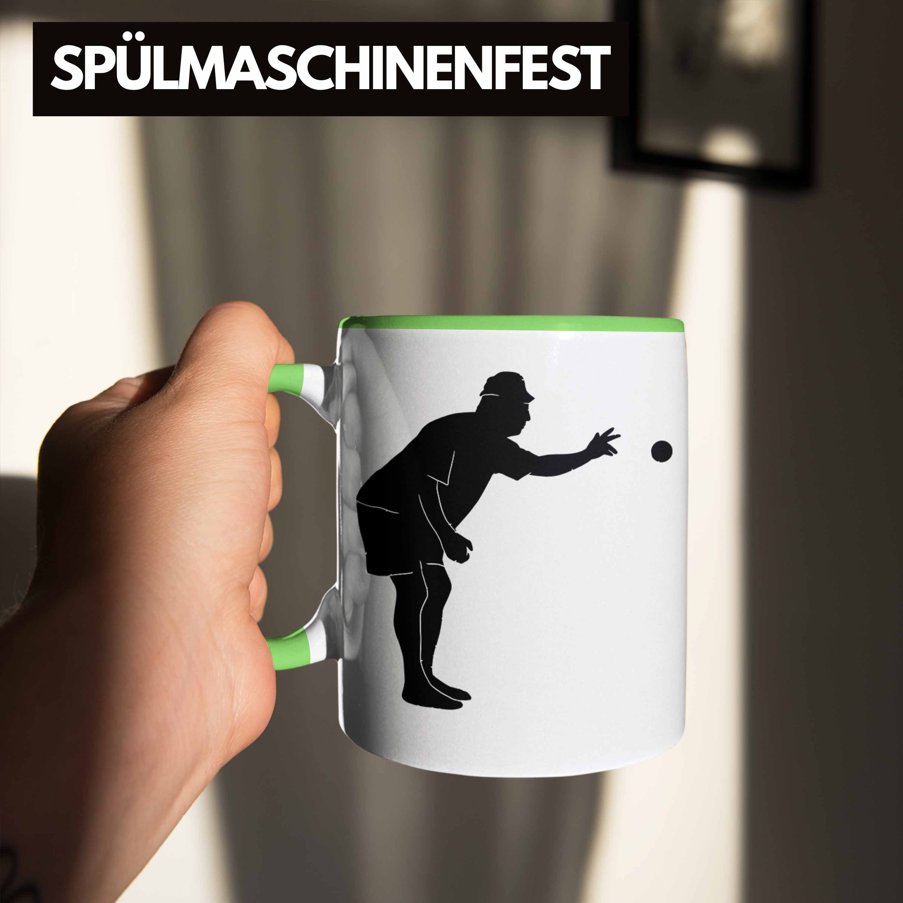 Tasse Tasse Geschenk Trendation Geschenkidee Grün Boule-Spieler Spruch Grafik Werfende Boule