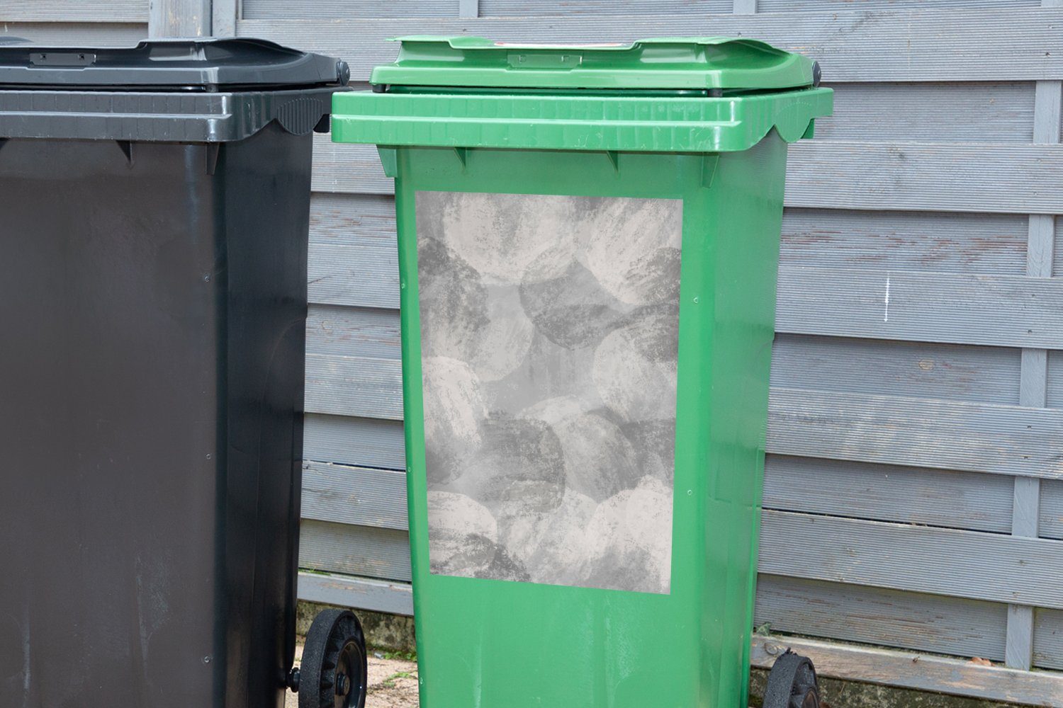 Abstrakt - (1 MuchoWow Grau Container, - St), Wandsticker - Malerei Sticker, Abfalbehälter Mülleimer-aufkleber, Mülltonne, Farbe