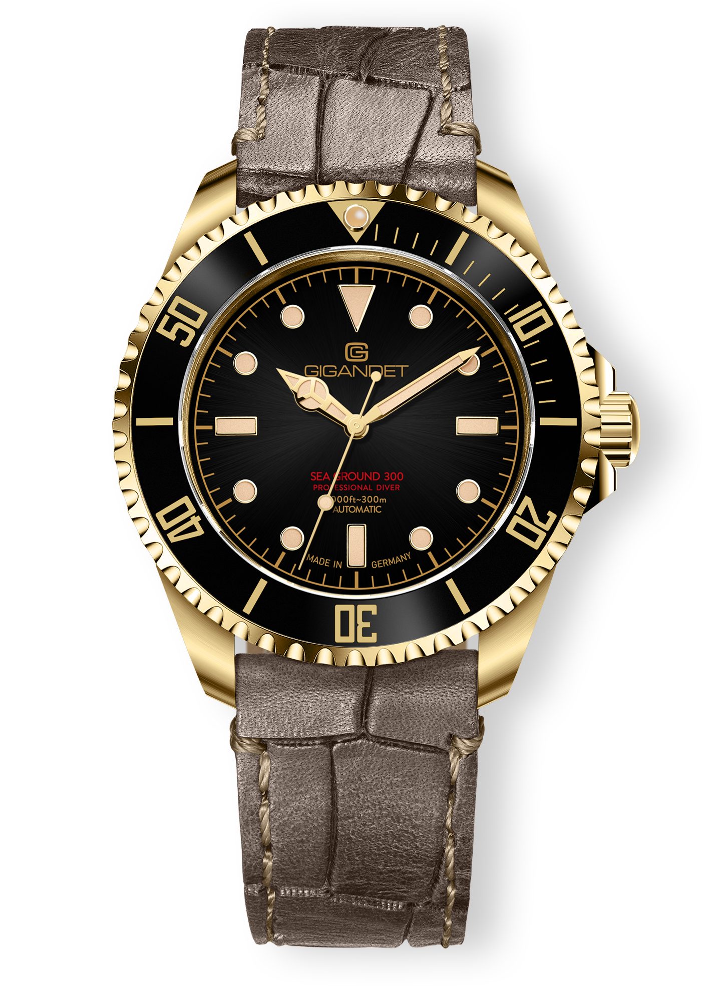 Gigandet Automatikuhr SEA GROUND 300 VINTAGE, Made in Germany, Saphirglas, Swiss SuperLuminova Old Radium