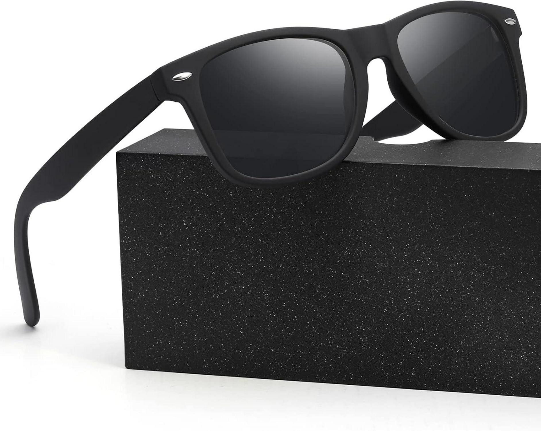 Retrosonnenbrille Polarisierte Sonnenbrille Schwarz UV400 für Herren Damen Retro Vintage