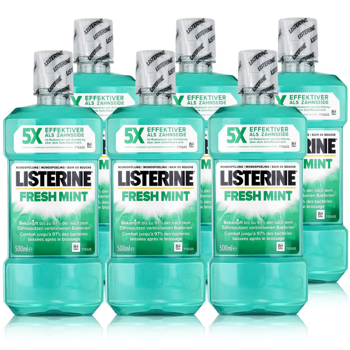 Listerine Mundspülung Listerine Fresh Mint 500ml - Für die tägliche Mundspülung (6er Pack)