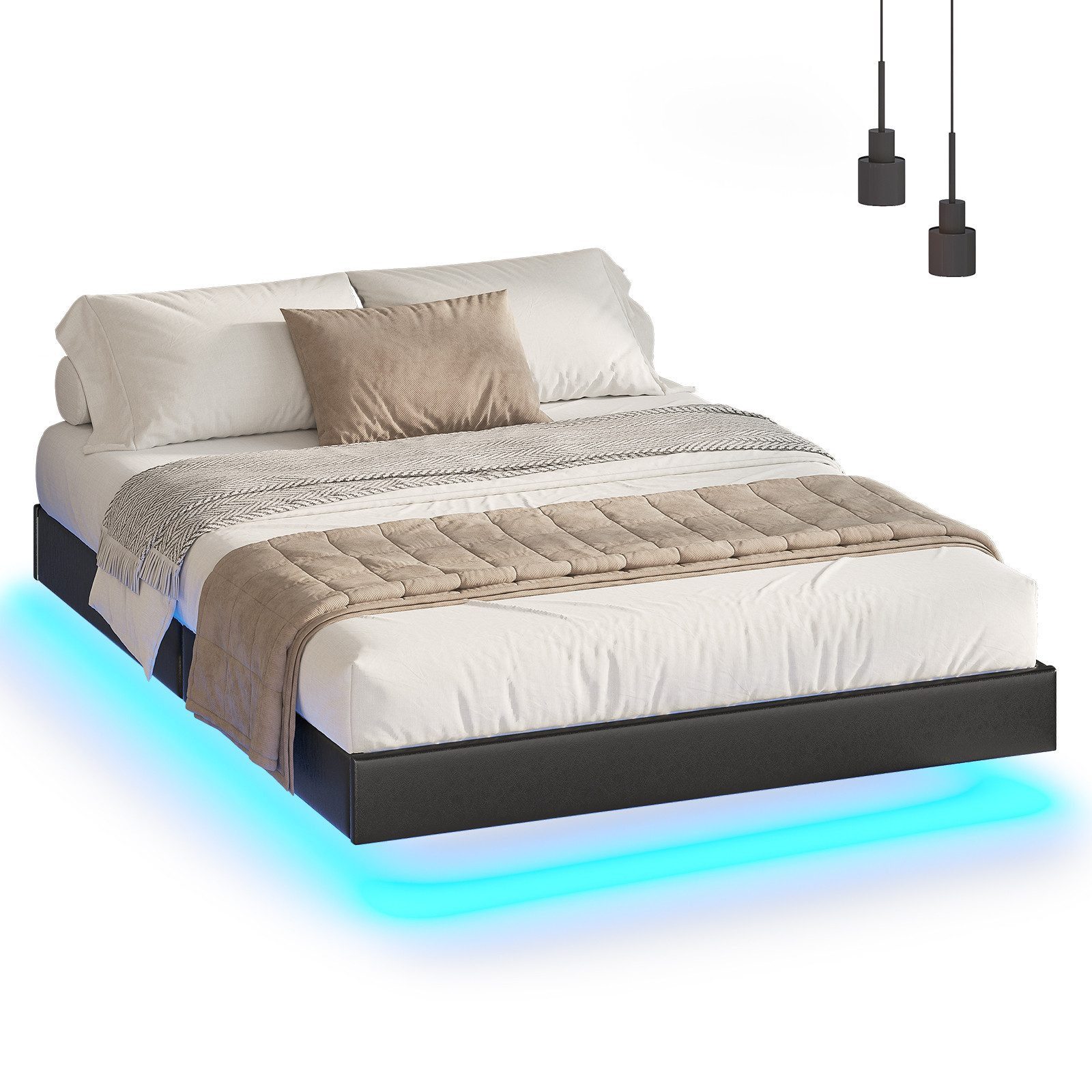MSMASK Bett Schwebebett Doppelbett Bettgestell Bettrahmen günstig online kaufen