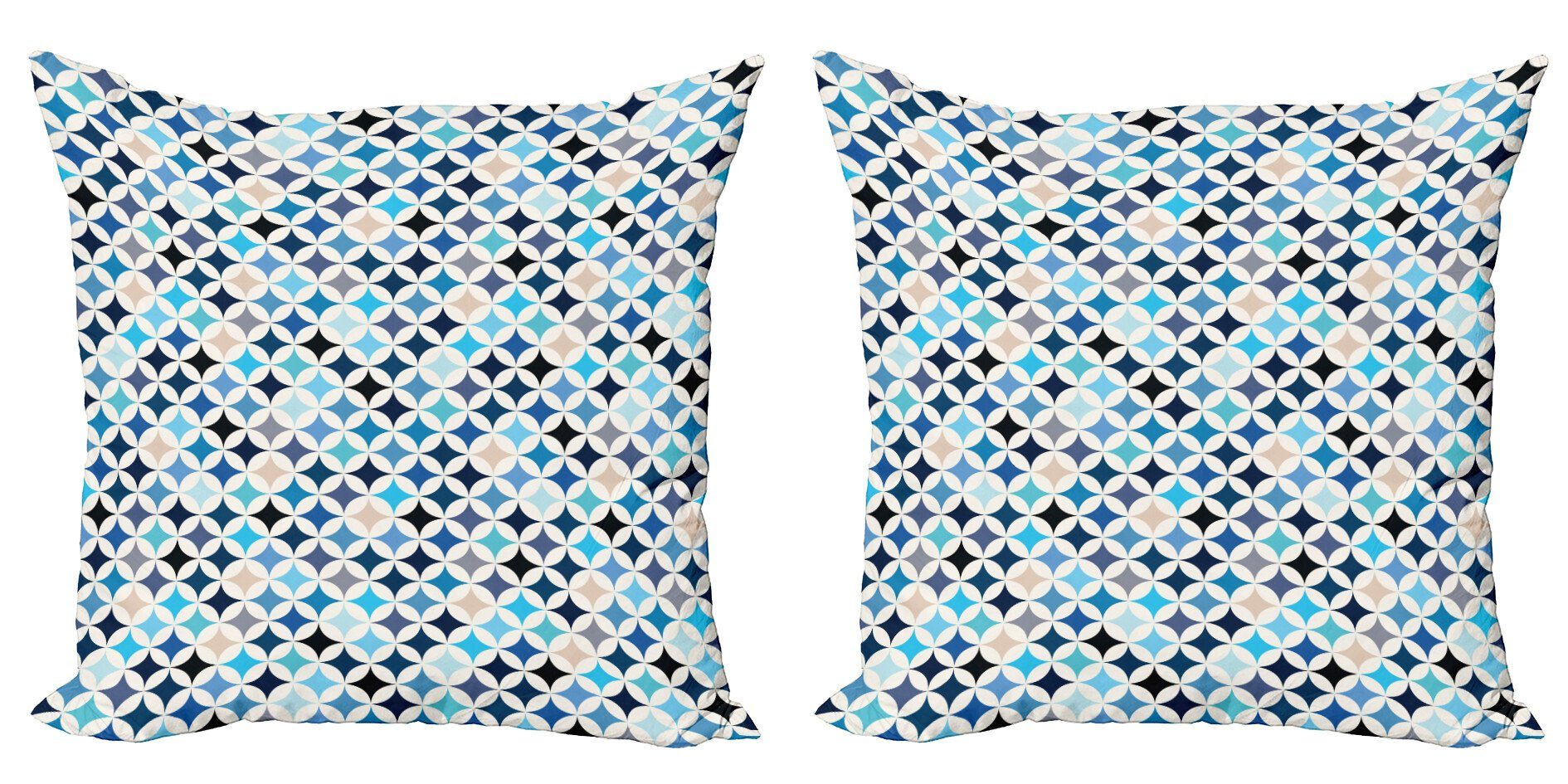 Doppelseitiger Abakuhaus Modern (2 Kreise Accent Digitaldruck, Kissenbezüge blaue Moderne Geometrisch Stück),