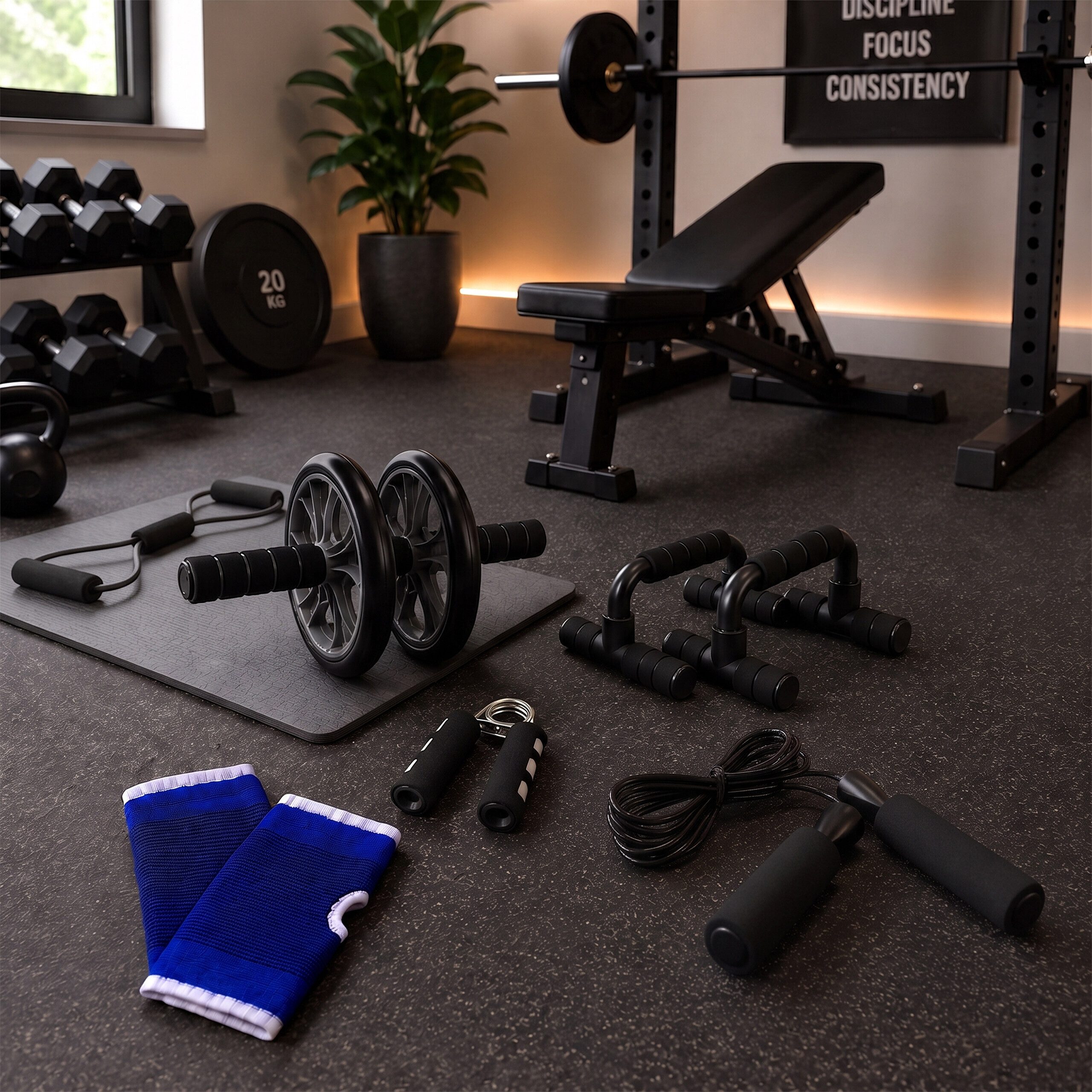 relaxdays AB-Roller 9-teiliges Fitness Set (9-St), schwarz – Bild 2 von 5