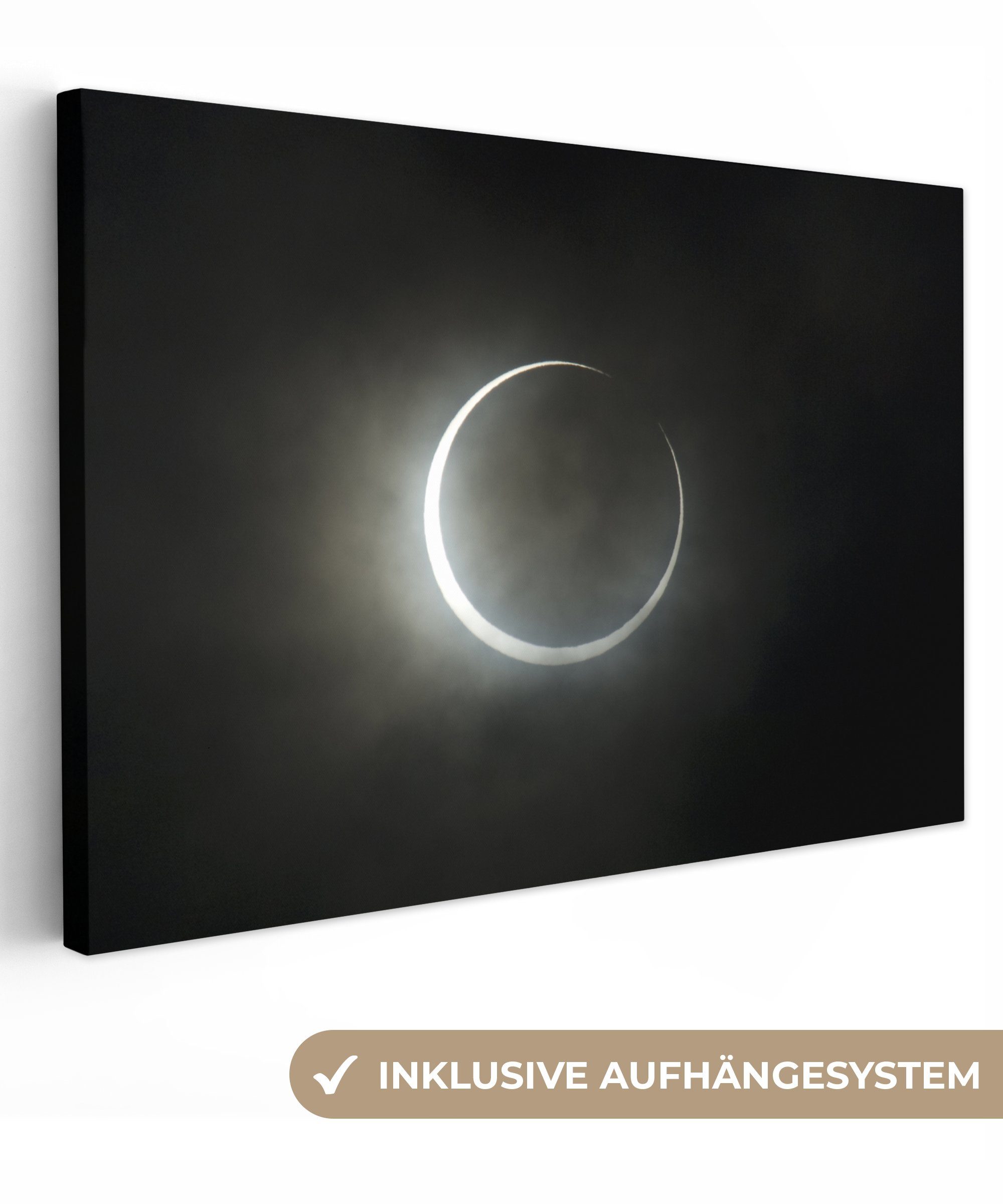 OneMillionCanvasses® Leinwandbild Ringförmige Sonnenfinsternis, (1 St), Wanddeko, cm Aufhängefertig, Wandbild Leinwandbilder, 30x20