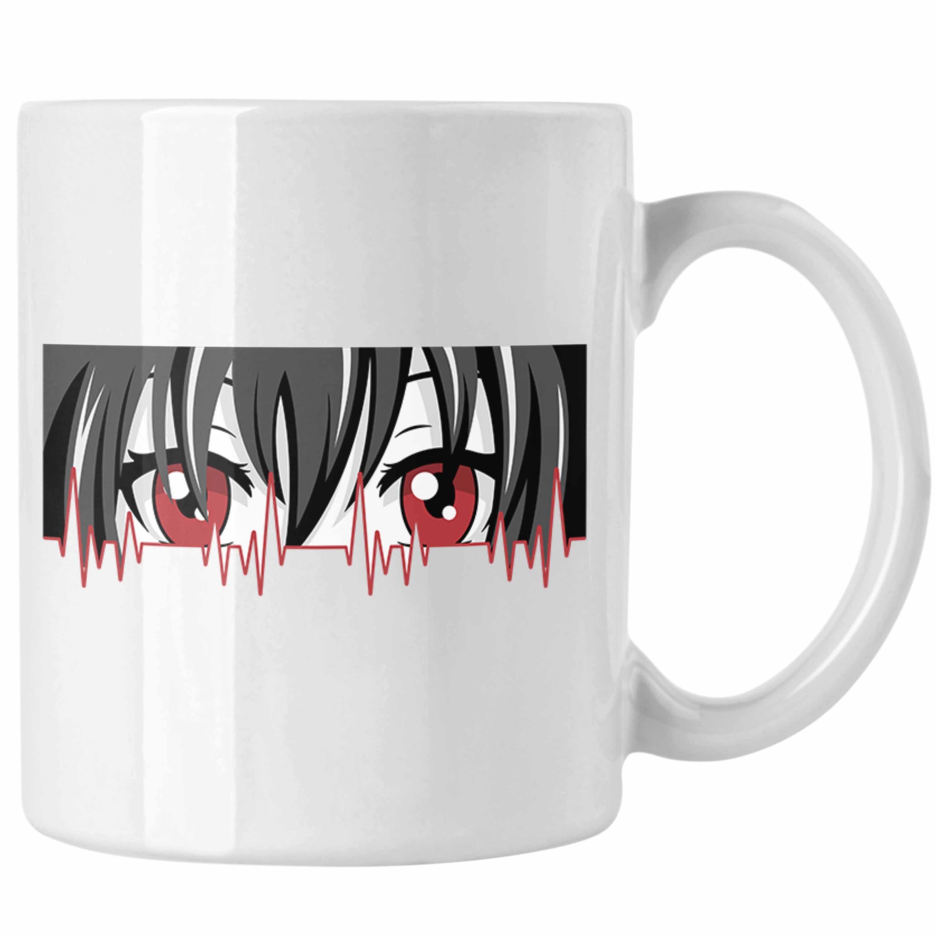 Trendation Tasse Anime Herzschlag Tasse Geschenk für Anime Fans Hobby Geschenkidee Weiss