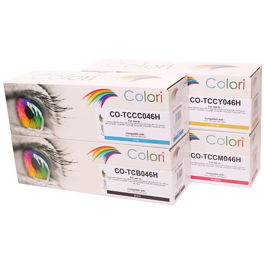 Colori Tonerkartusche, Kompatibles Set 4x Toner für Canon 046H 046 für I-Sensys LBP-650 Series LBP-653cdw LBP-654cdw LBP-654cx MF-730 MF-731cdw MF-732cdw MF-733cdw MF-734cdw MF-735cdw MF-735cdwt MF-735cx von Colori