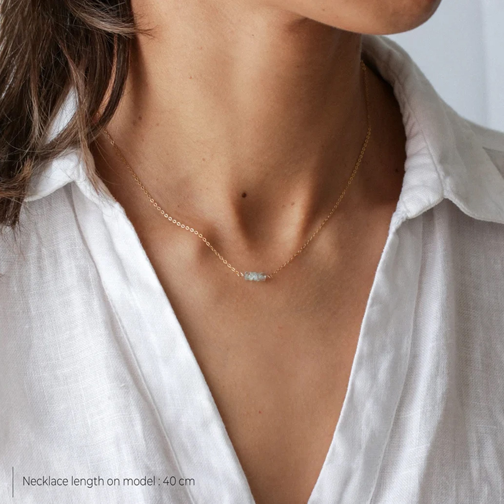 GOLDEN Charm-Kette Aquamarin Halskette, 14K Gold, günstig online kaufen