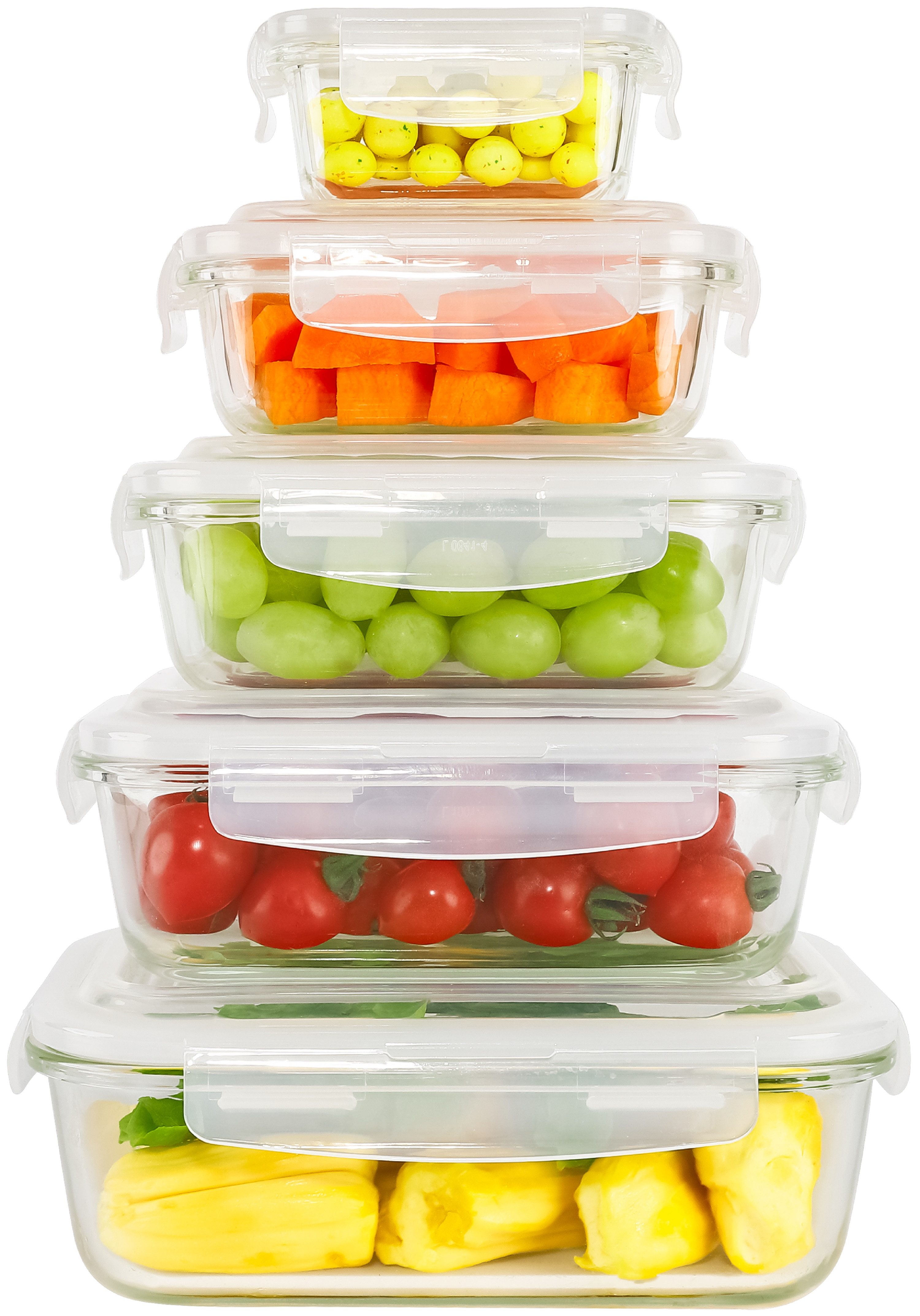 ecosa Frischhaltedose EO-8030, Glas, (Set, 10-tlg), BPA-frei,hitzeresistent,mikrowellen/gefriertauglich,spülmaschinenfest