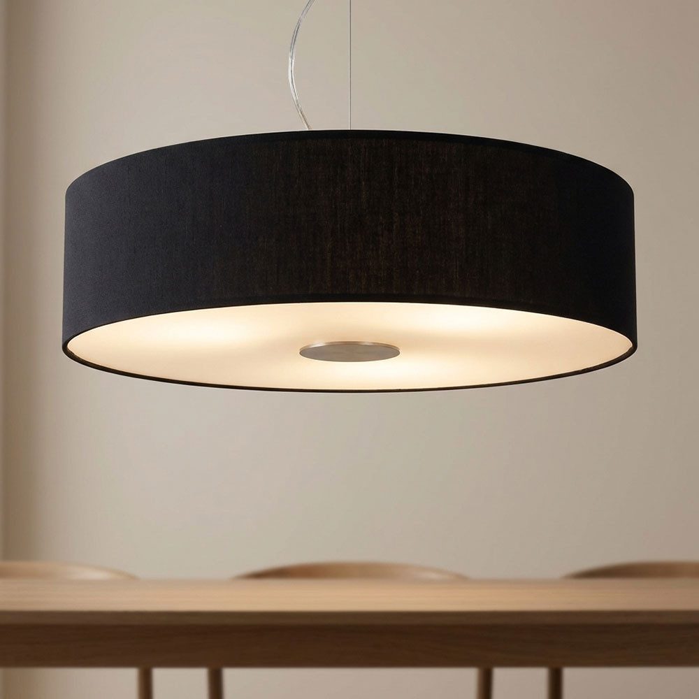 Ledino Deckenleuchte, Leuchtmittel nicht inklusive, Textil Schirm Decken Pendel Lampe Wohn Ess Zimmer Beleuchtung
