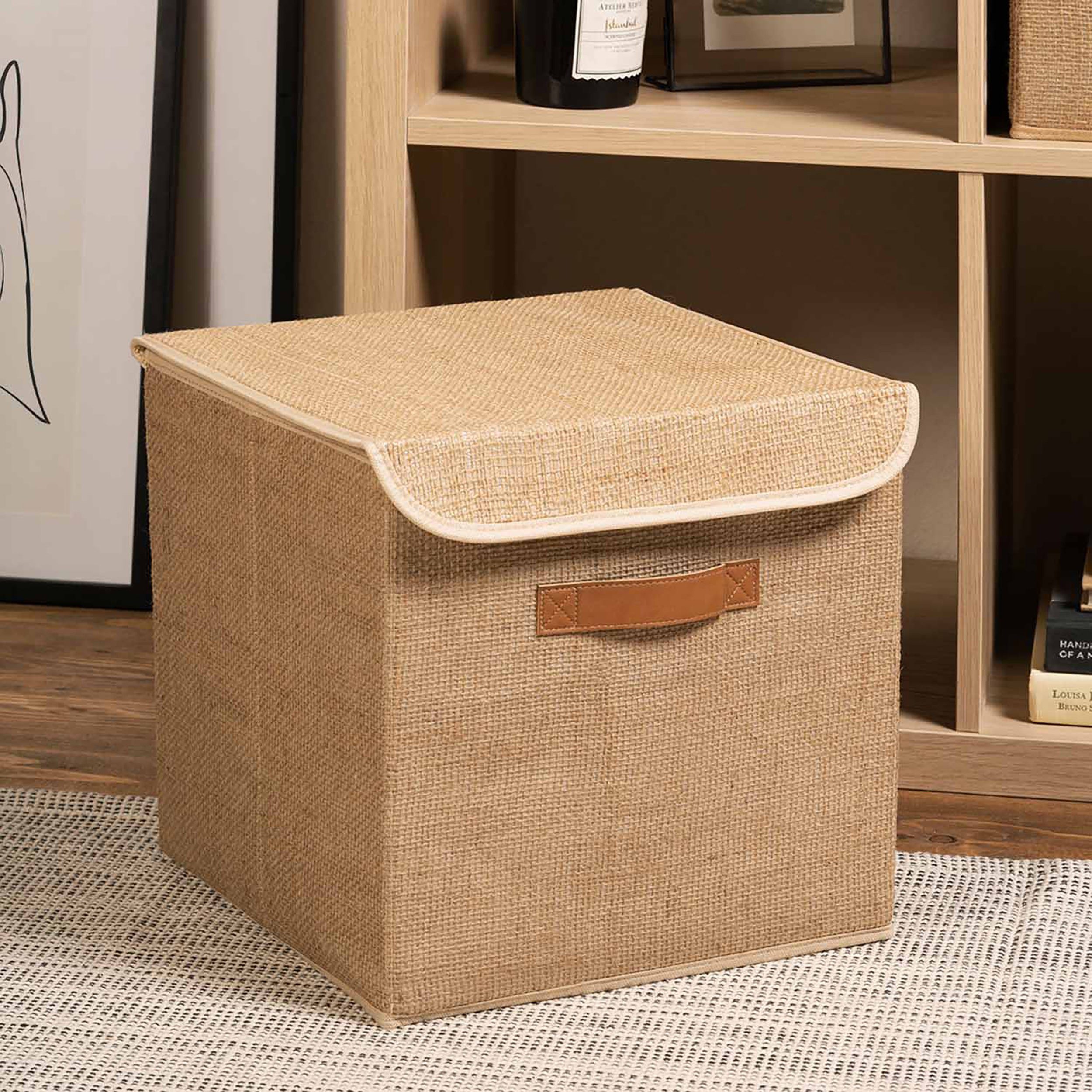Ocean Home textile Aufbewahrungsbox Jute Box mit Deckel,  Aufbewahrungskiste, Regalkorb, Stapelboxen (1 St), Gut Organisiert,  Stilvolles Design, Nachhaltig