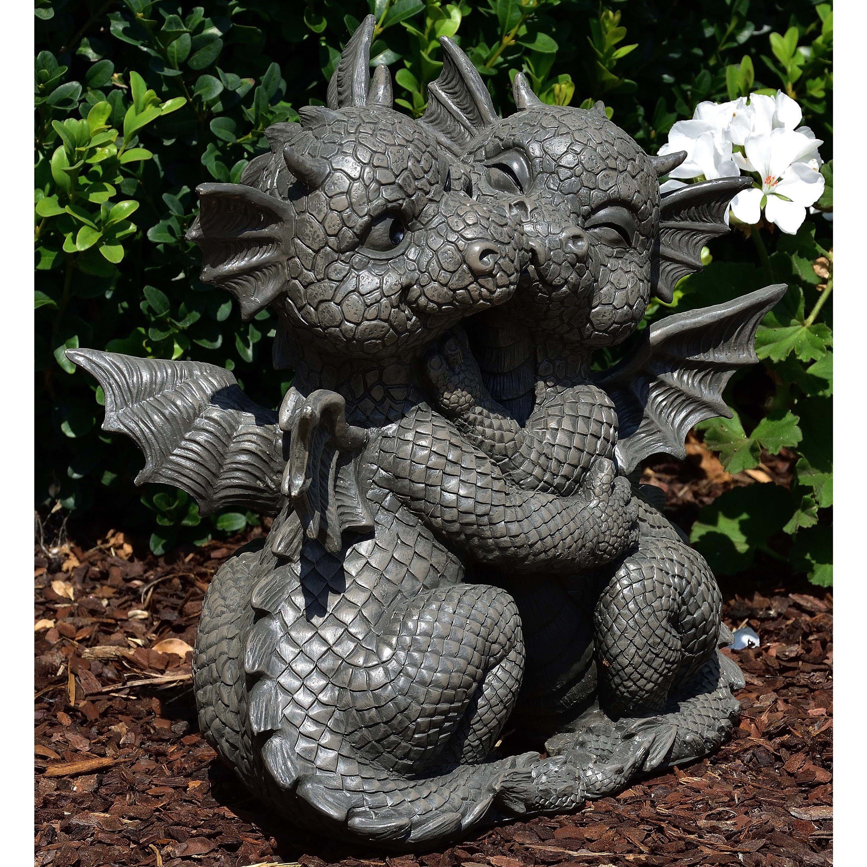 MystiCalls Dekoration Garten Drache - "Loves" Gartenfigur Gartendrachen Gartenfigur