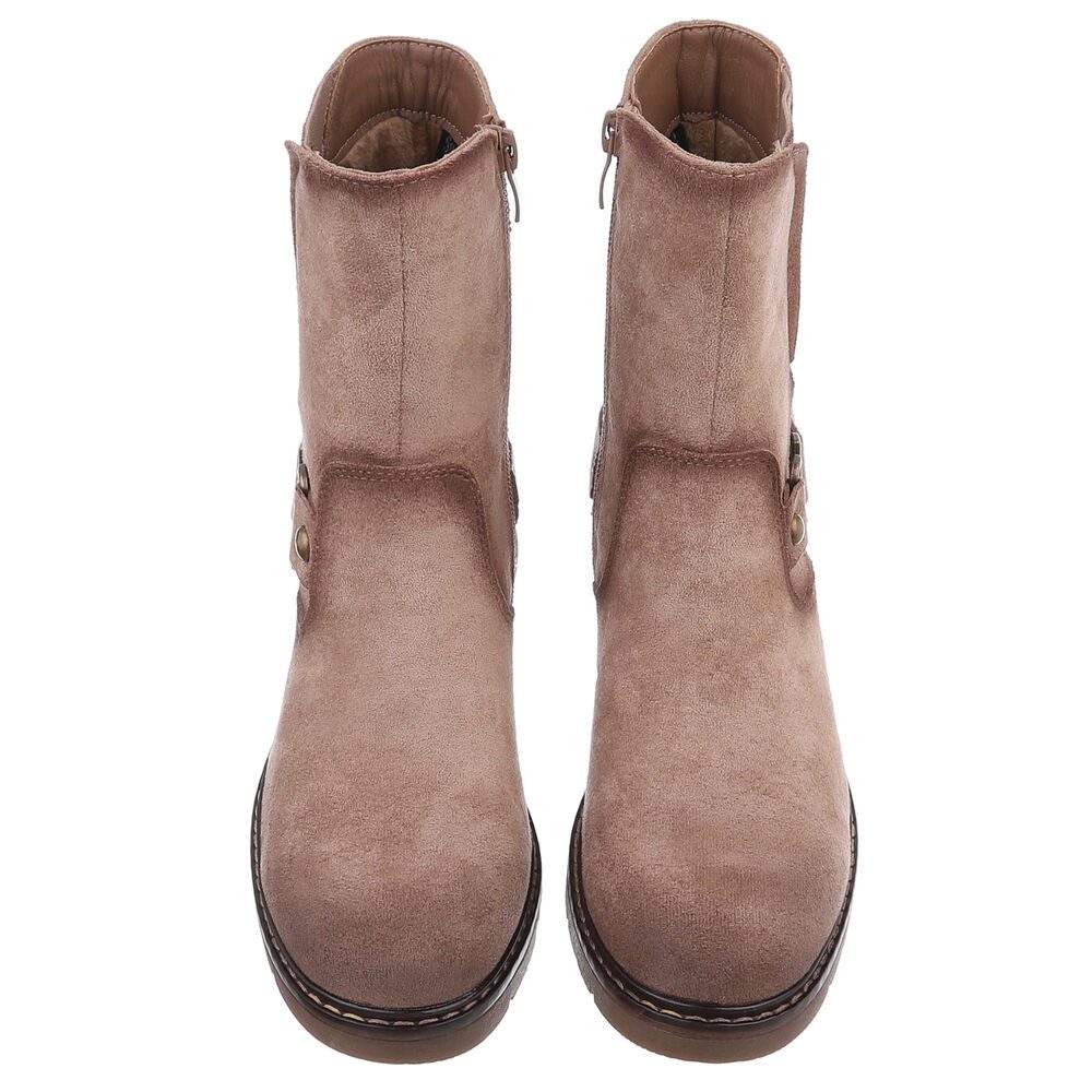 Ital-Design Stylische Stiefeletten für Damen mit Reißverschluss und Komfort Stiefelette (90514957) Blockabsatz Stiefeletten in Hellbraun – Bild 4 von 5